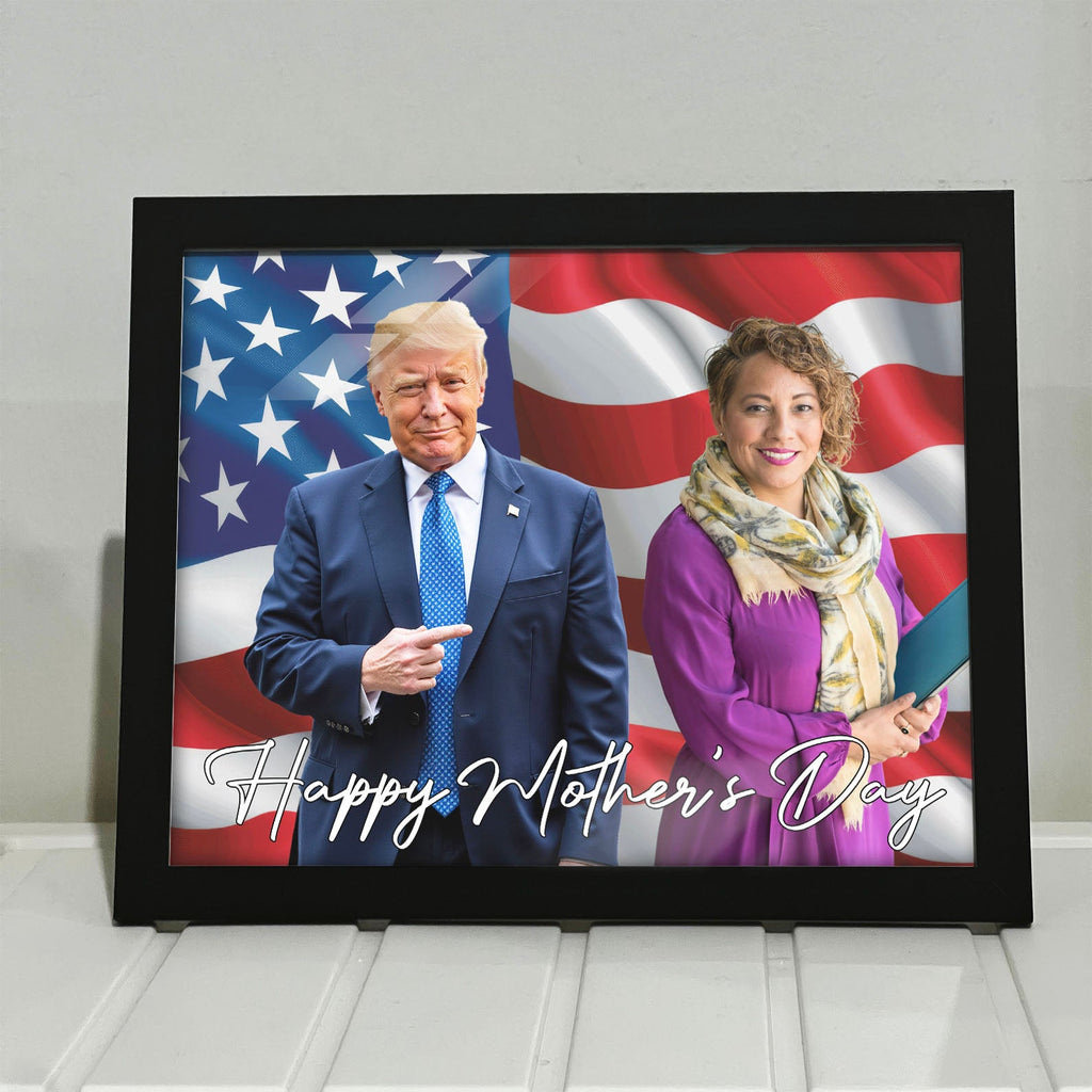 Happy Father's Day Frame, Personalize Custom Photo with Trump Picture Frame, Photo with Trump, Donald Trump President, Family Gift Frame 682019 - GOP
