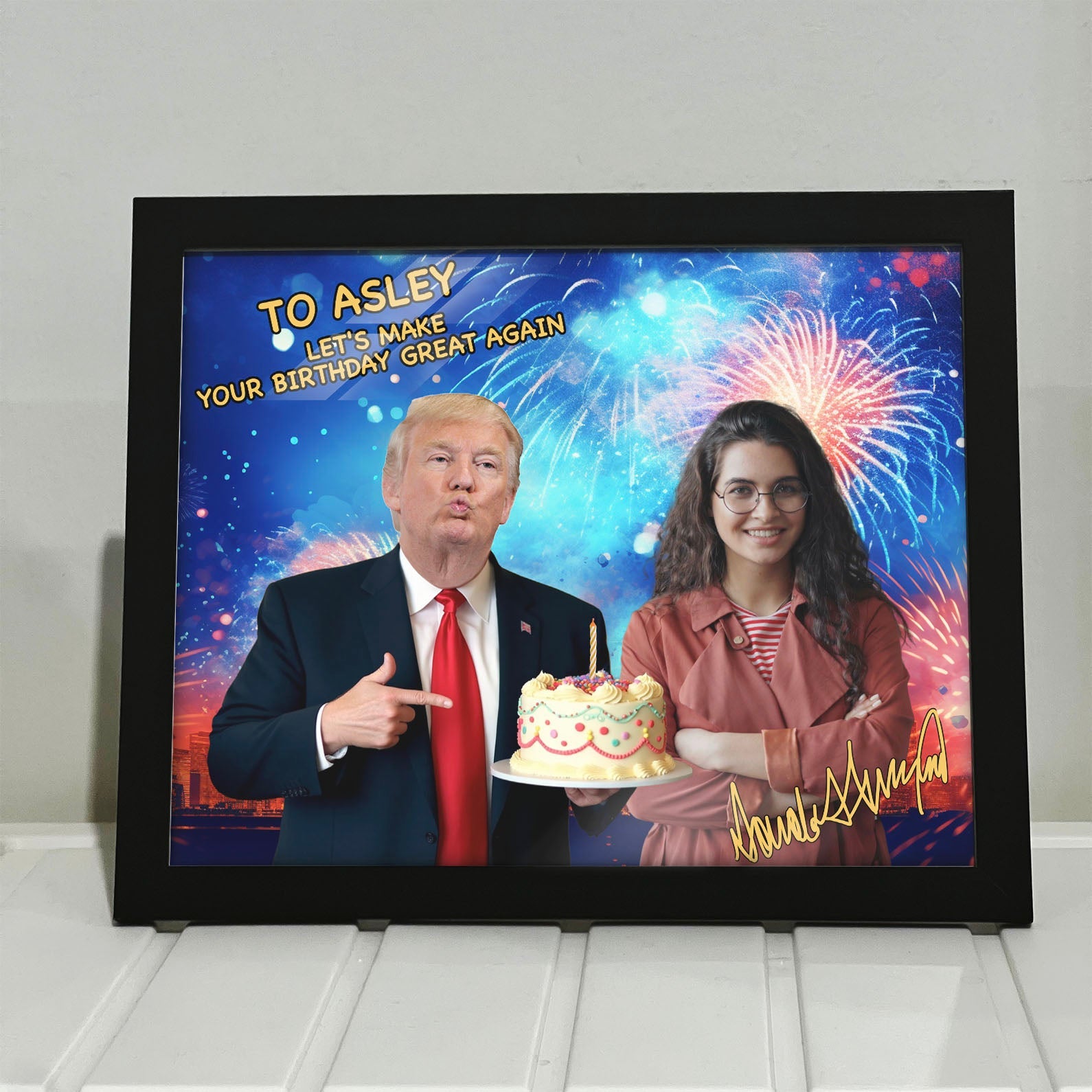 Let's Make Mother's Day Great Again Frame, Personalize Custom Photo with Trump Picture Frame, Photo with Trump, Donald Trump President, Family Gift Frame 682060 - GOP