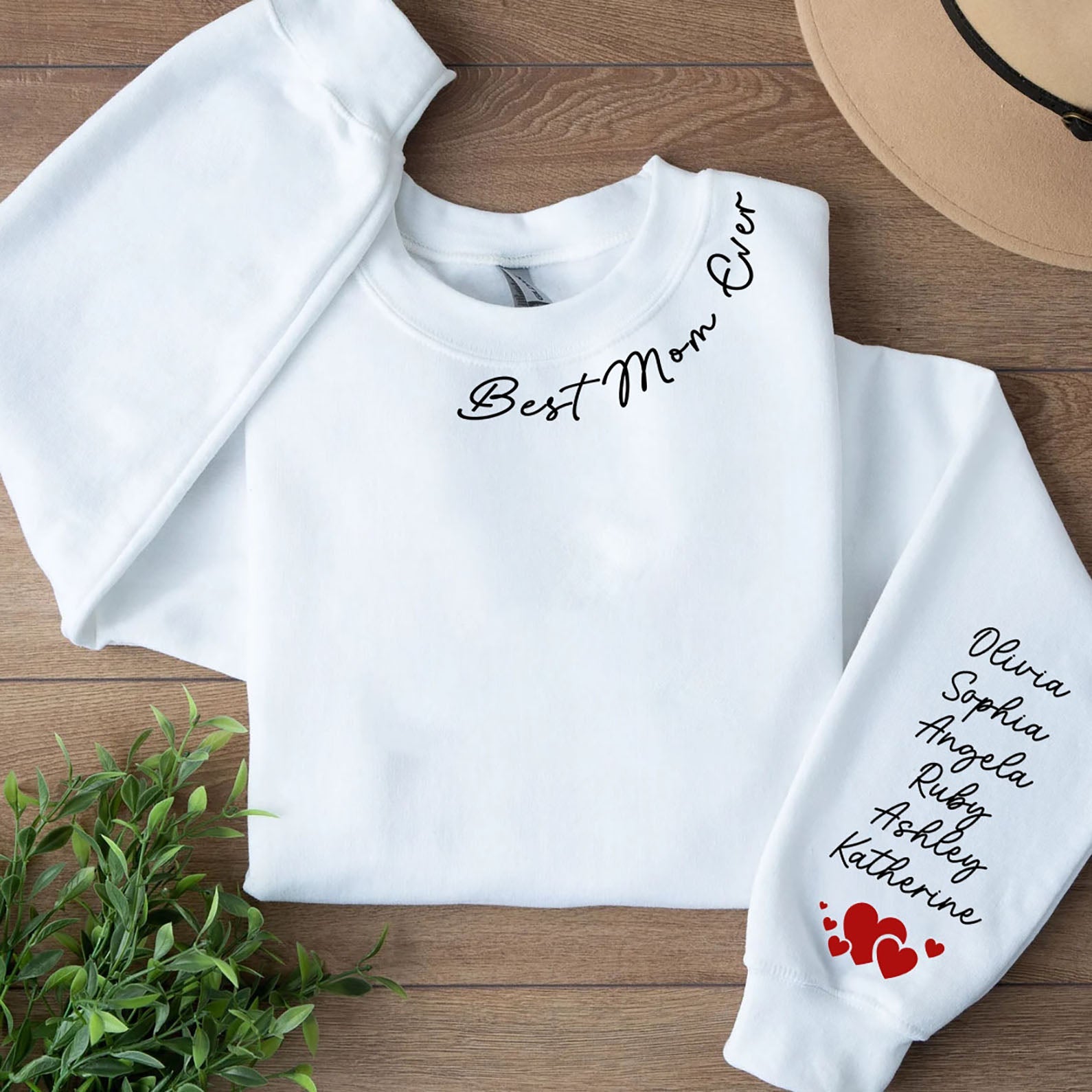 Best Mom Ever Custom Name Shirt, Personalized Custom Sleeve Print Bright Sweatshirt, Mother&amp;#39;s Day Gifts, Gift For Mom, Gift For Wife 682082