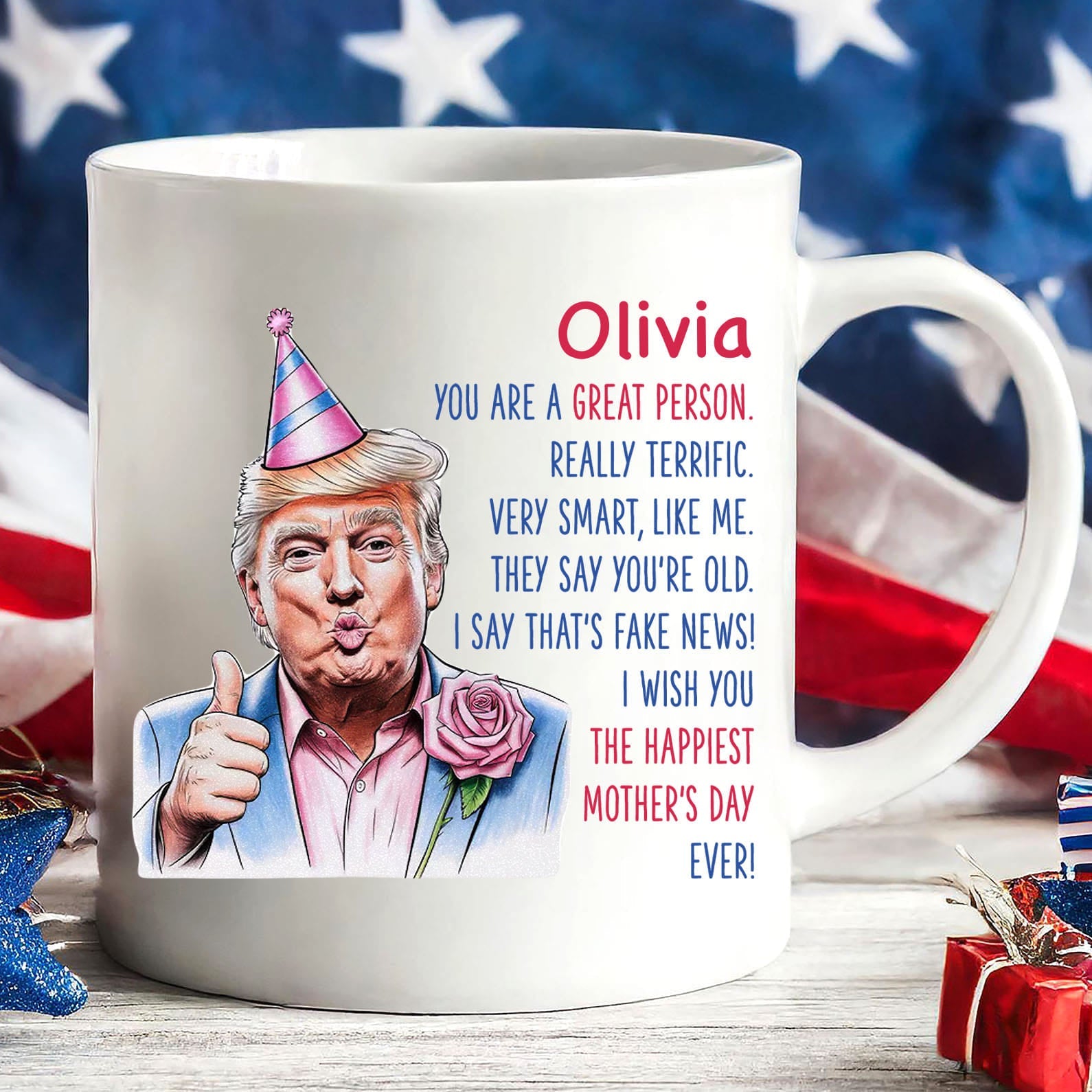 The Happiest Mother&amp;#39;s Day Ever, Custom Name Funny Trump Mug, Personalized Custom White Mug Accent Mug, Gift For Mom, Gift For Wife 682088 - GOP