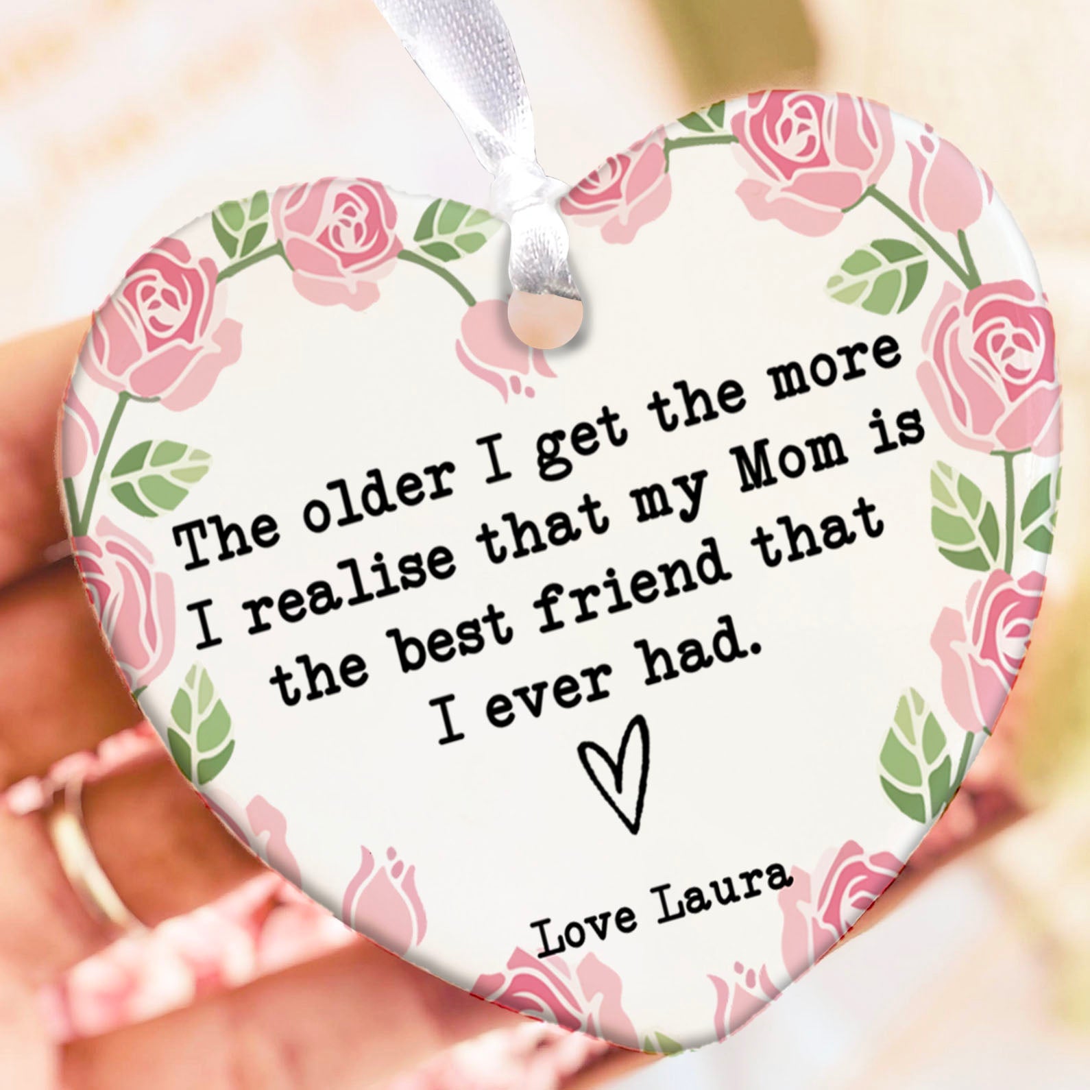 Custom Name Mom Present Ornament, Personalized Custom Mothers Day Ceramic Ornament, Family Gift, Gift for Mom, Gift for Wife 682119