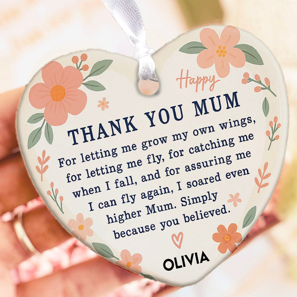 Thank You Mom Present Ornament, Personalized Custom Name Mothers Day Ceramic Ornament, Family Gift, Gift for Mom, Gift for Wife 682120