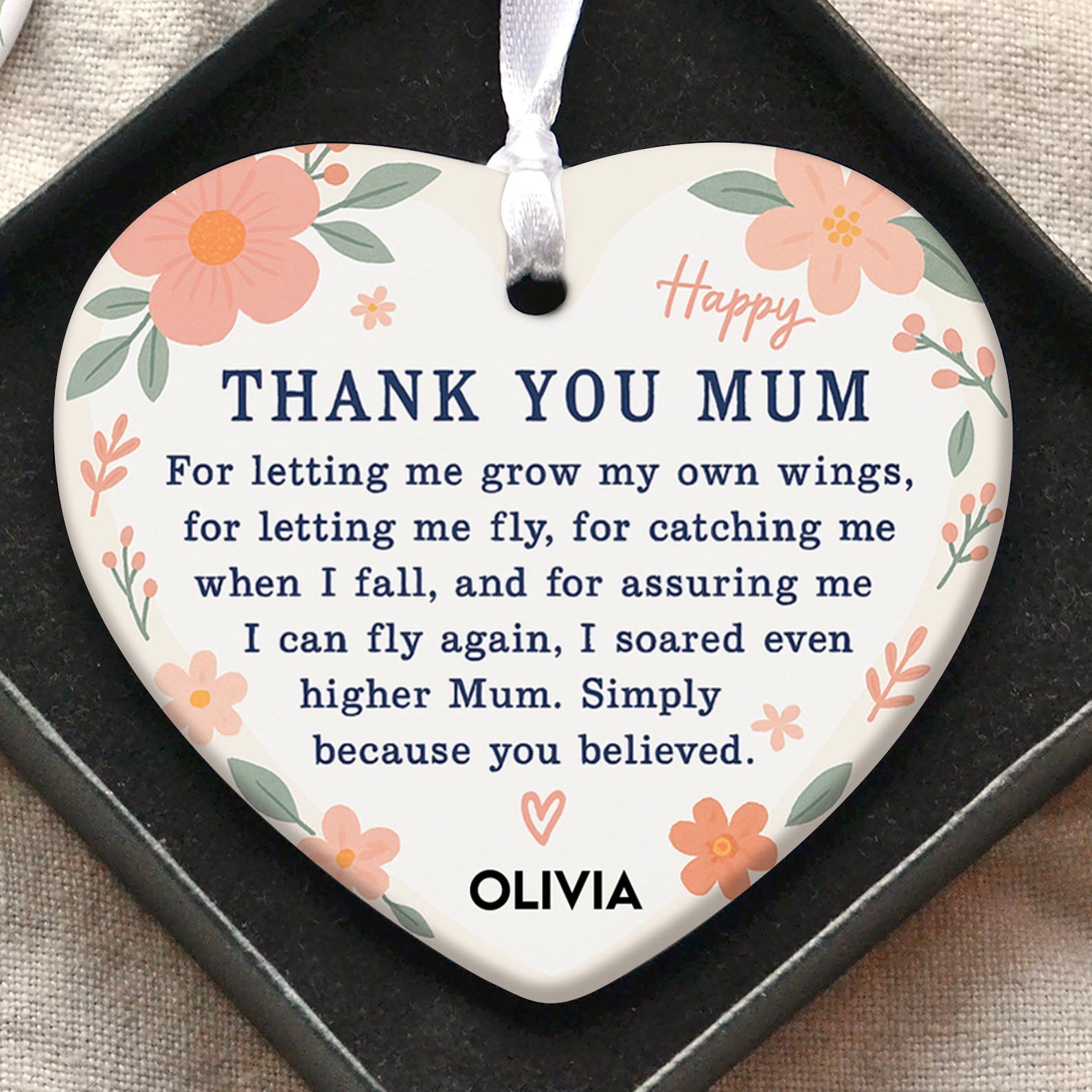 Thank You Mom Present Ornament, Personalized Custom Name Mothers Day Ceramic Ornament, Family Gift, Gift for Mom, Gift for Wife 682120