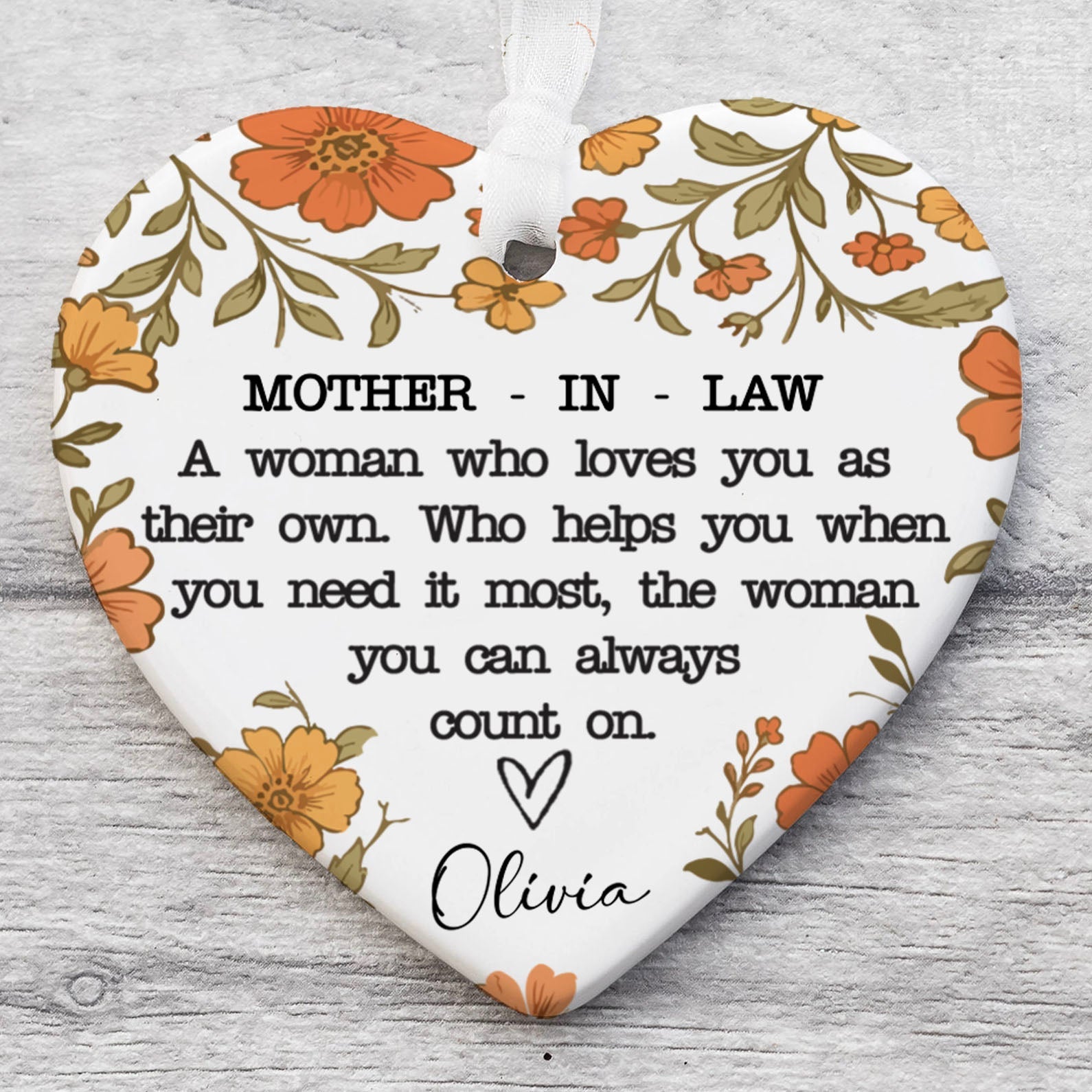 Custom Mother-in-law Present Ornament, Personalized Custom Name and Title Mothers Day Ceramic Ornament, Family Gift, Gift for Mom, Gift for Wife 682124