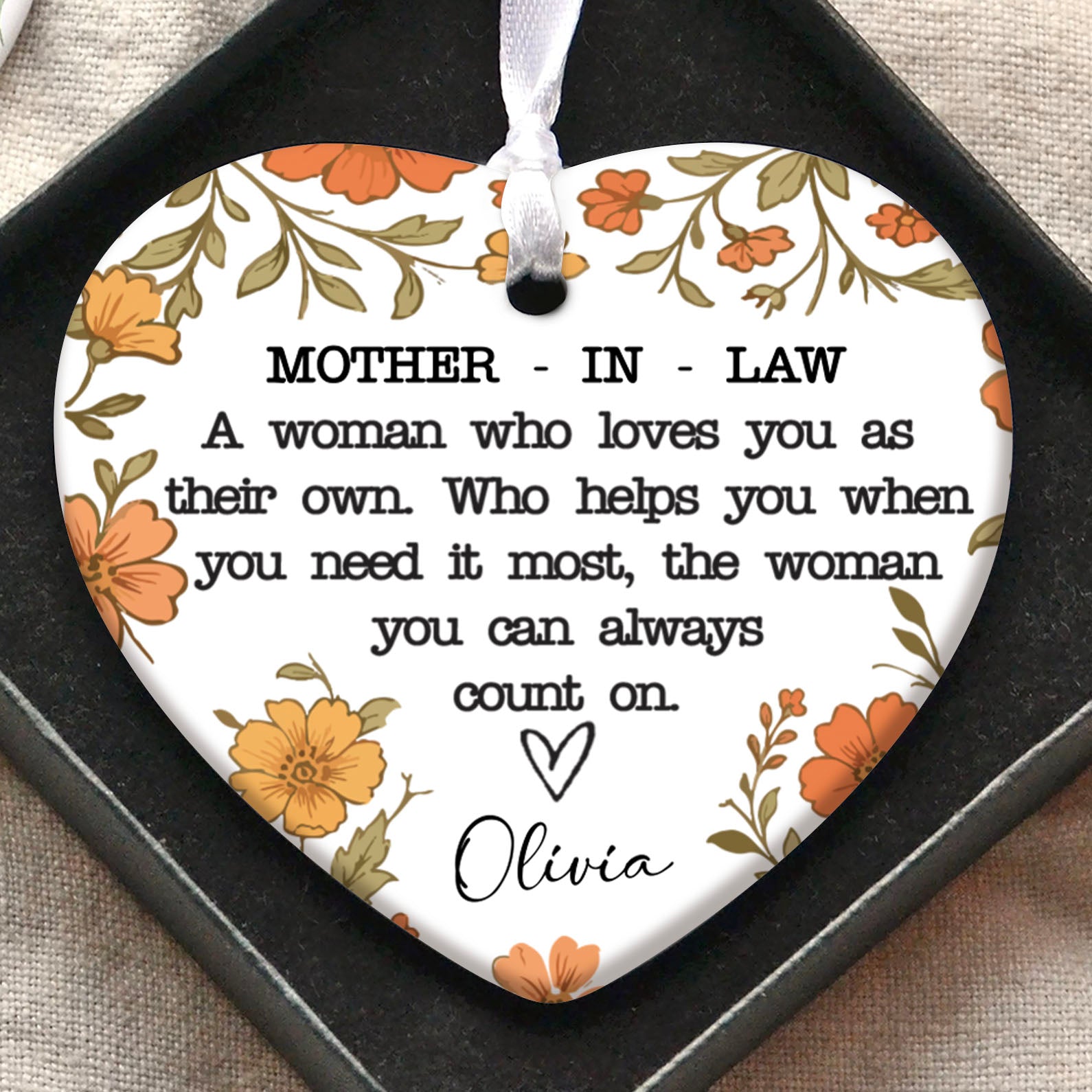 Custom Mother-in-law Present Ornament, Personalized Custom Name and Title Mothers Day Ceramic Ornament, Family Gift, Gift for Mom, Gift for Wife 682124