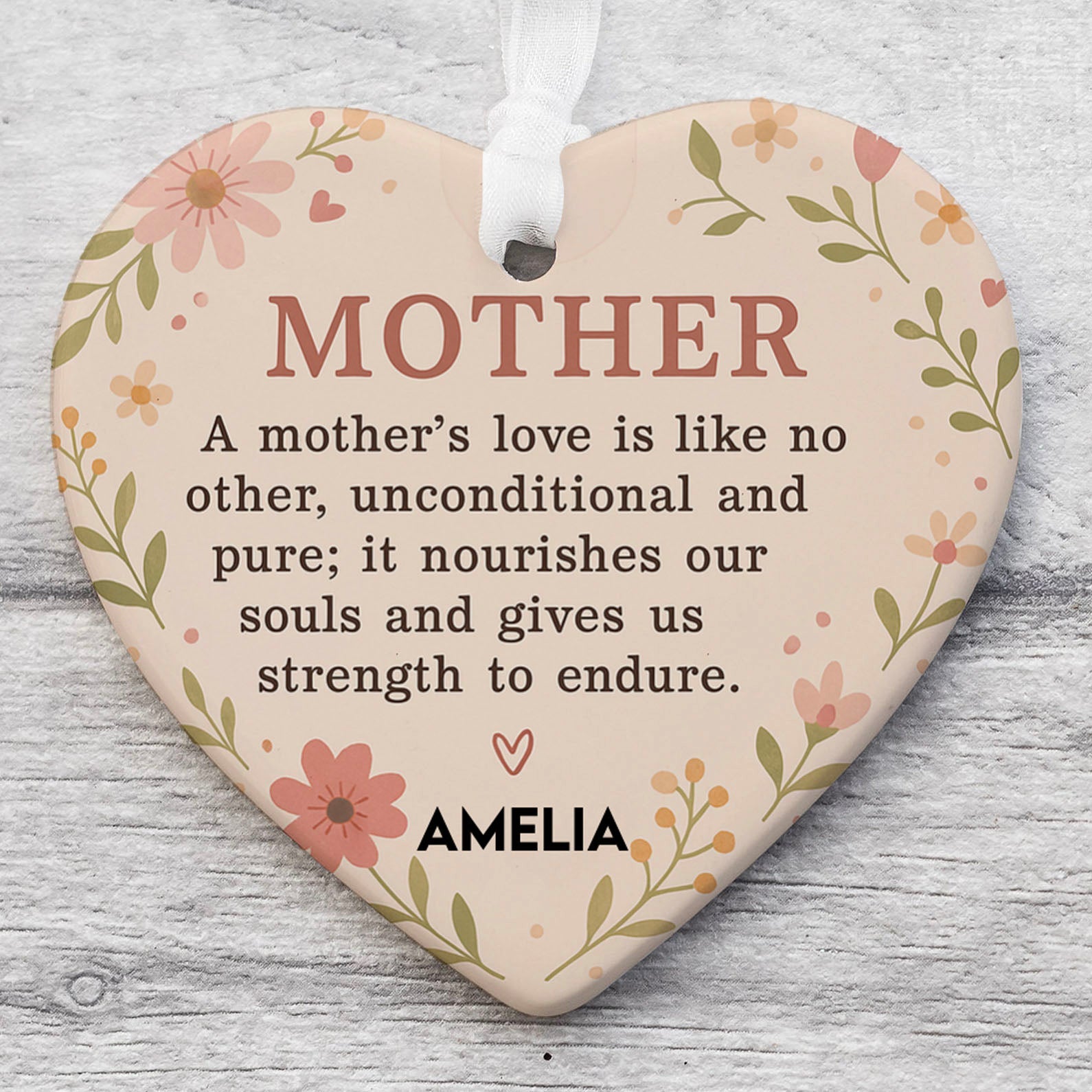 Custom Present For Mother Heart Shape Ornament, Personalized Custom Name Mothers Day Ceramic Ornament, Family Gift, Gift for Mom, Gift for Wife 682127