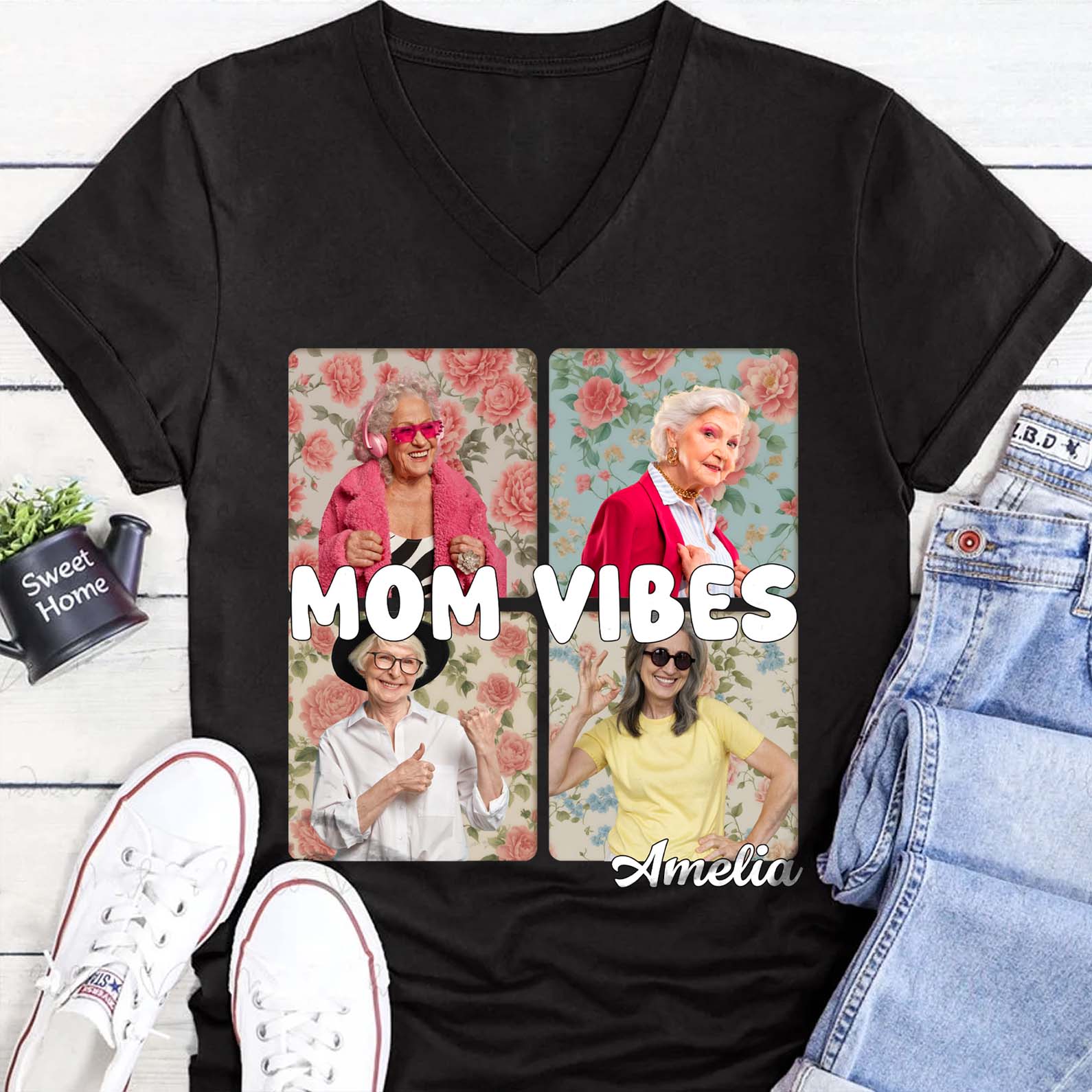 Custom 90s Retro Mom Vibes Shirt,  Funny Personalized Custom Tee Shirt, Gift for Mother&amp;#39;s Day, Gift for Mom, Gift for Wife 682129