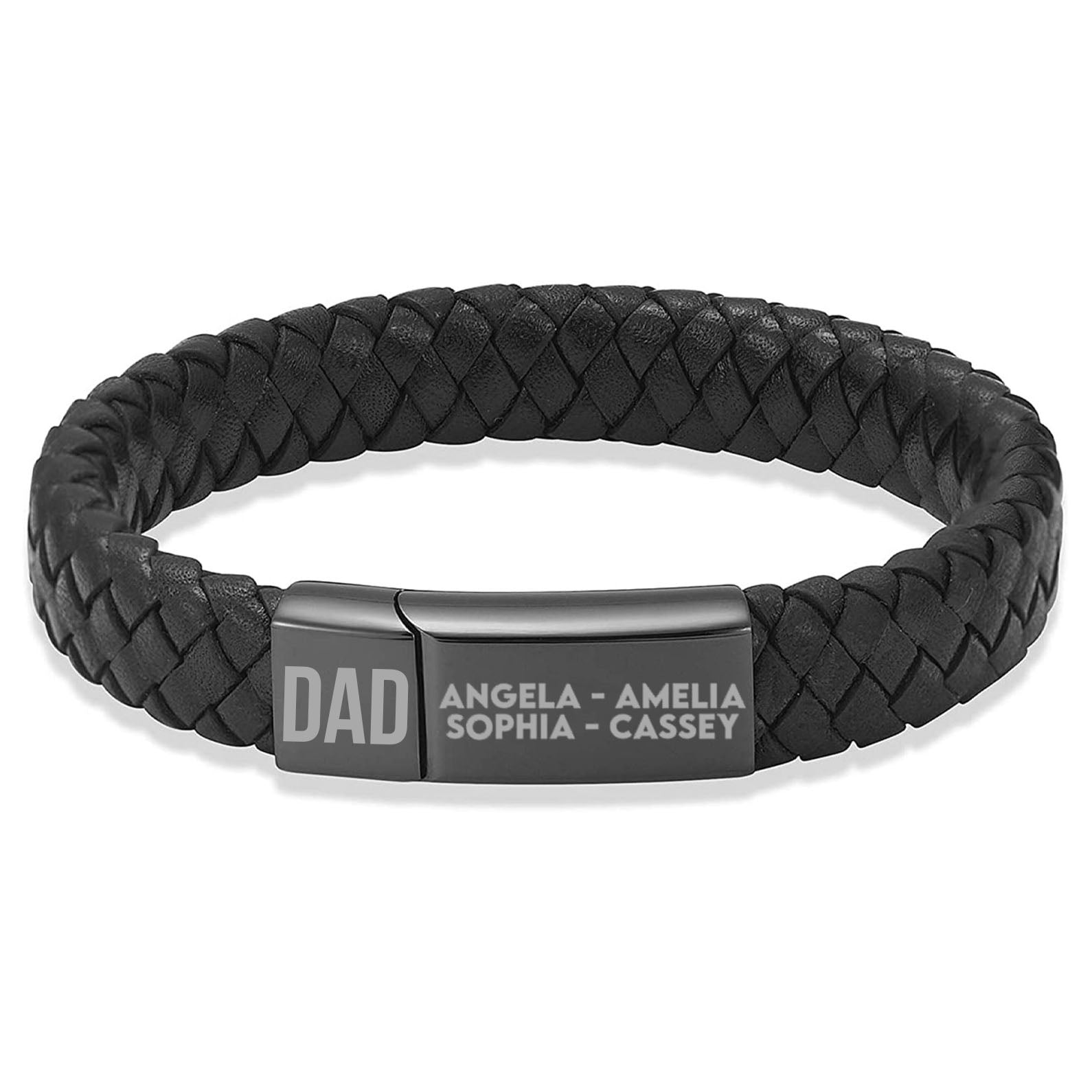 Custom Engraved Leather Bracelet Dad and Name | Gift for Dad, Gift for Husband, Special Gift for Father&amp;#39;s Day  | Personalized Unisex Bracelet 682221