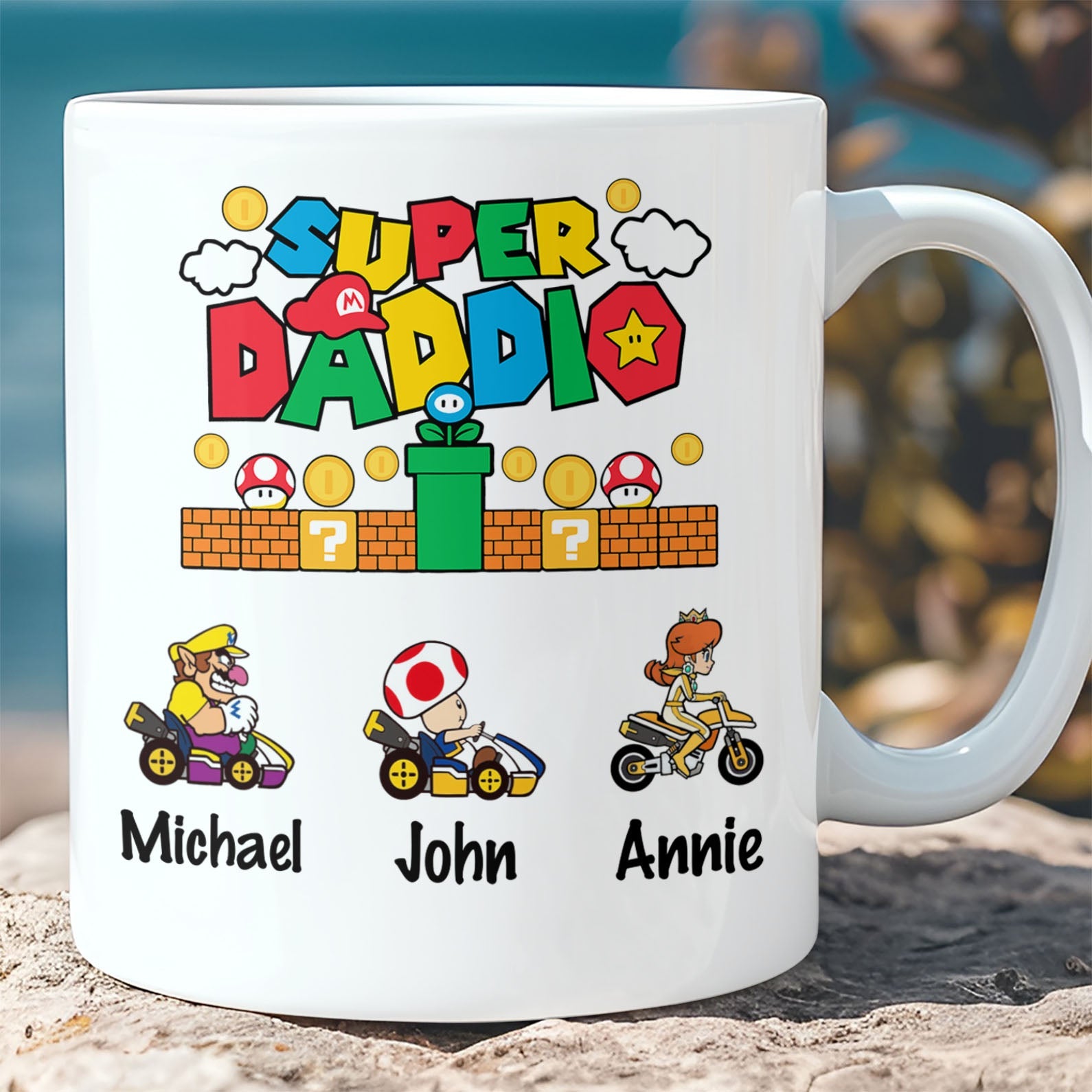 Custom Super Daddio Mug, Personalized Custom Funny White Mug Accent Mug, Gift for Father&amp;#39;s Day, Gift for Dad, Gift for Husband 682248