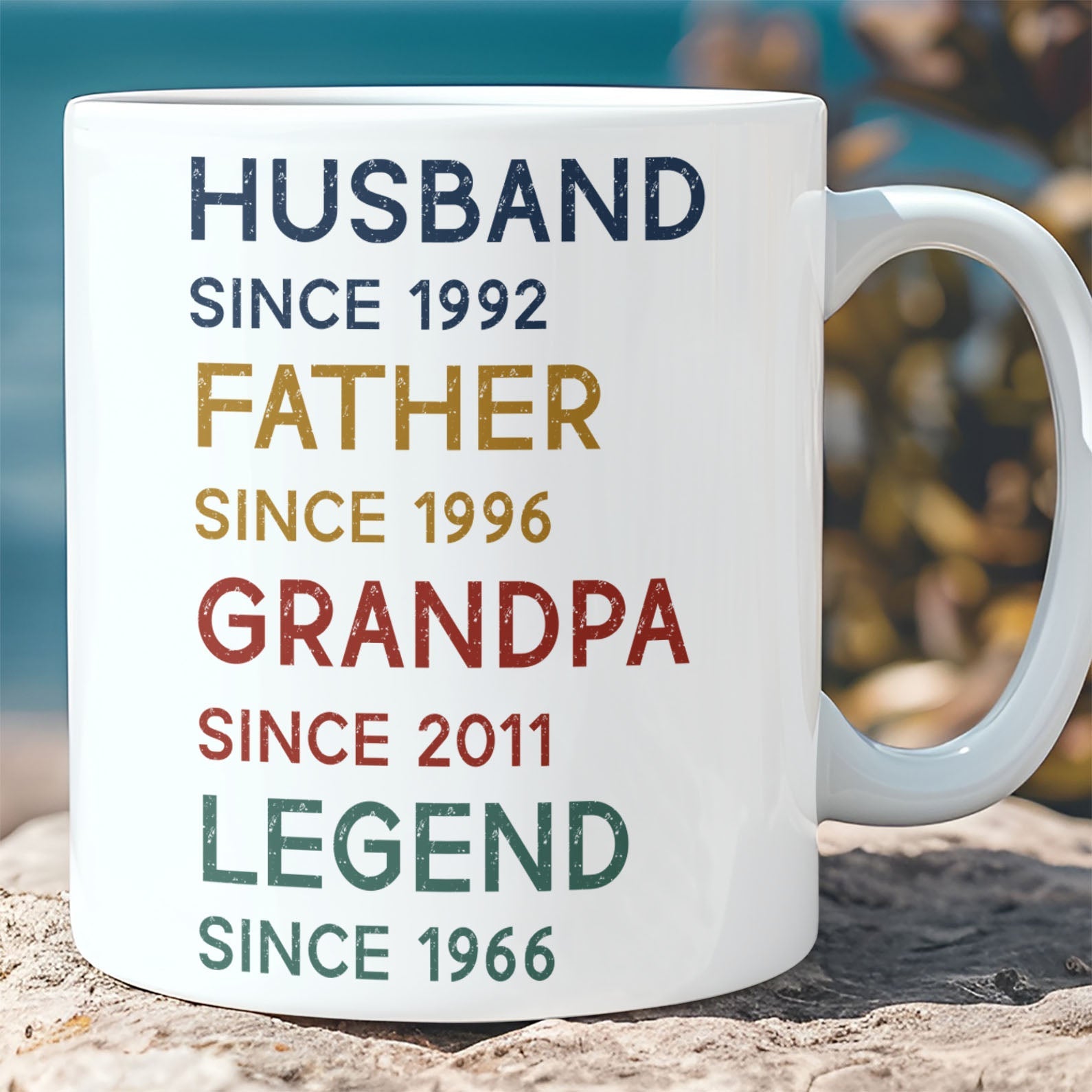 Custom Title and Date Mug, Personalized Custom Text Mug for Father&amp;#39;s Day, Funny White Mug Accent Mug, Gift for Dad, Gift for Husband 682253