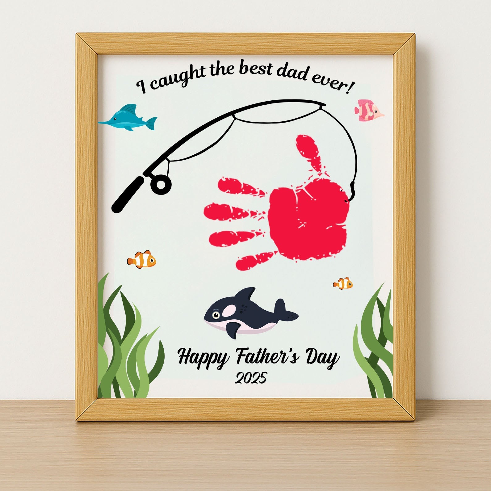 Personalized DIY Frame Fishing Dad, Father's Day Handprint Frame, Special Gift for Dad, Gift for Husband 682286