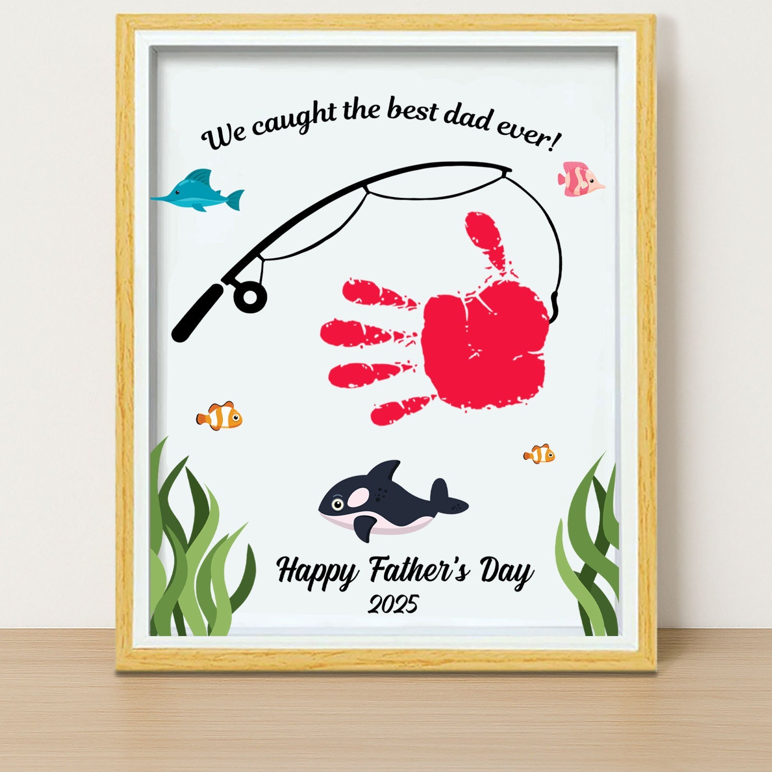 Personalized DIY Frame Fishing Dad, Father's Day Handprint Frame, Special Gift for Dad, Gift for Husband 682286