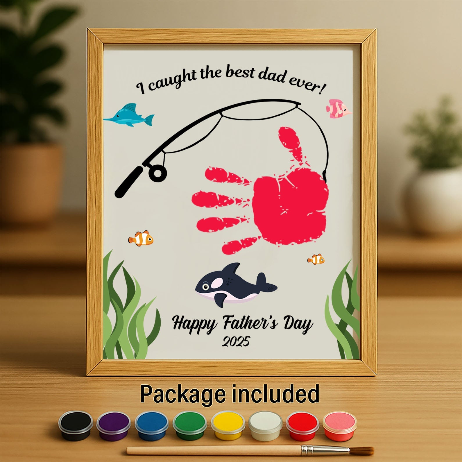 Personalized DIY Frame Fishing Dad, Father's Day Handprint Frame, Special Gift for Dad, Gift for Husband 682286