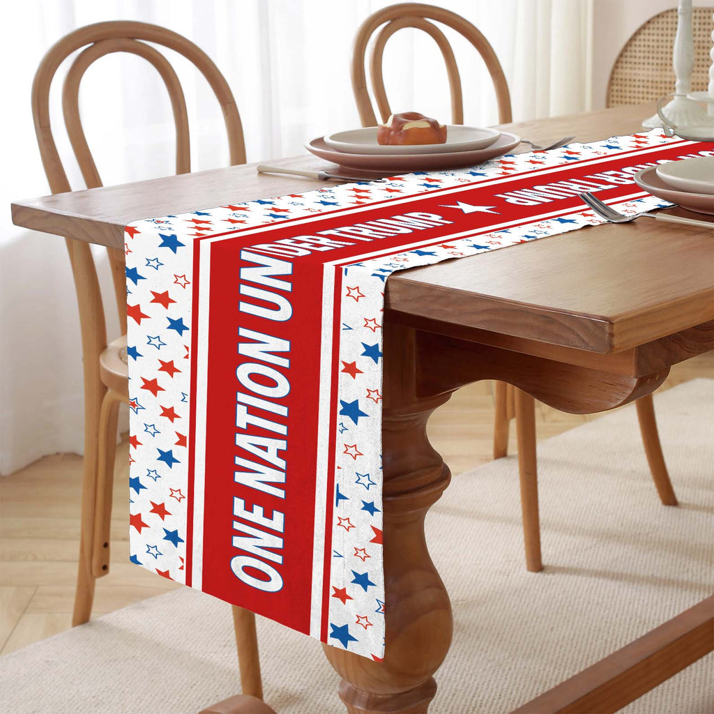 One Nation Under Trump Patriotic Table Runner, Trump 4th of July Table Runner for Kitchen 682348
