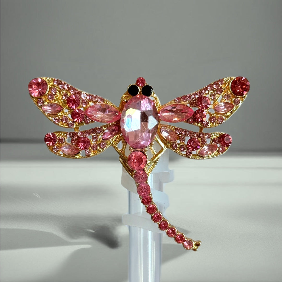 PINK BLING DRAGONFLY DELUXE STRAW TOPPER