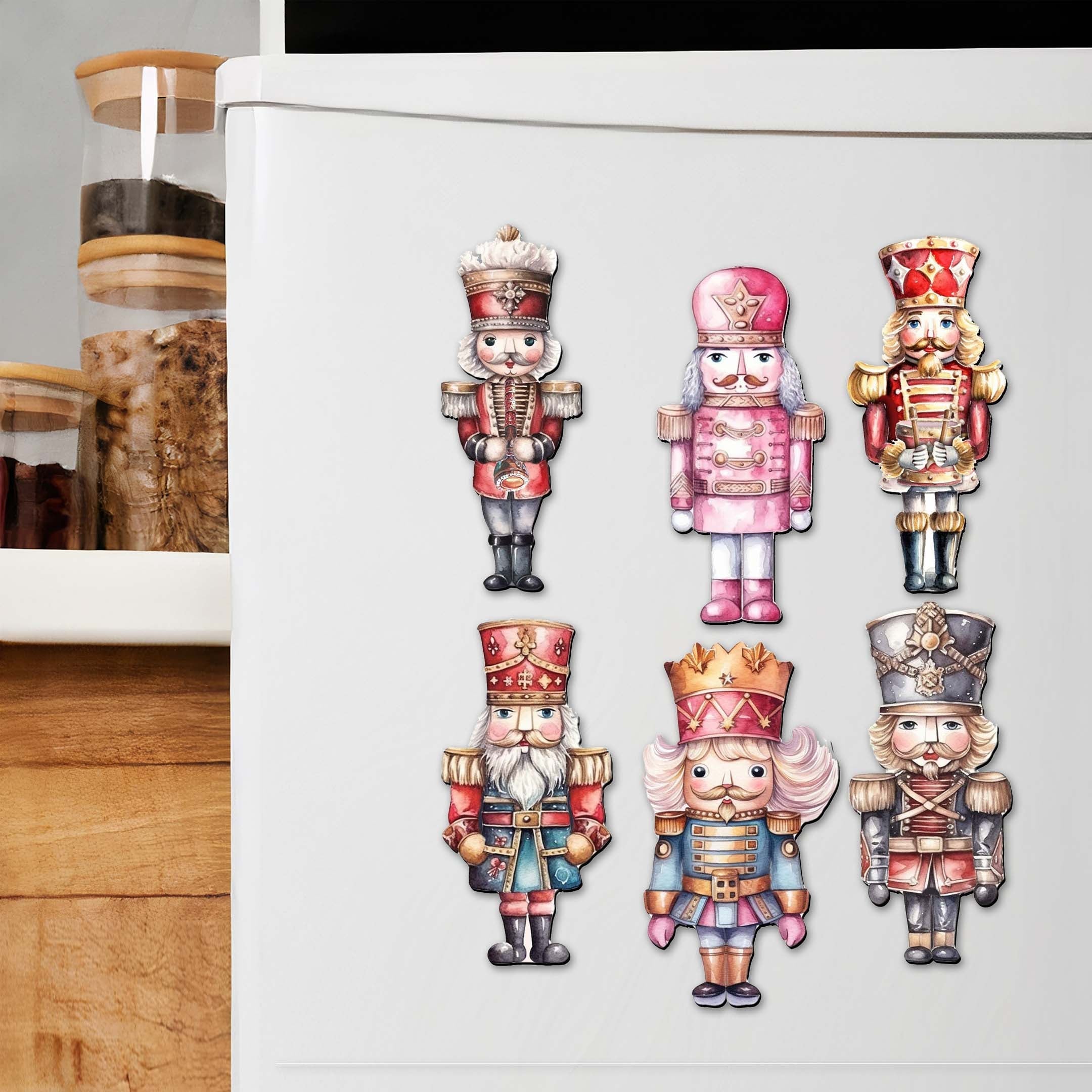 Nutcrackers Decorative Eco Wood Magnets Set of 6 by G. Debrekht - Christmas Decor - 8090008G-S6