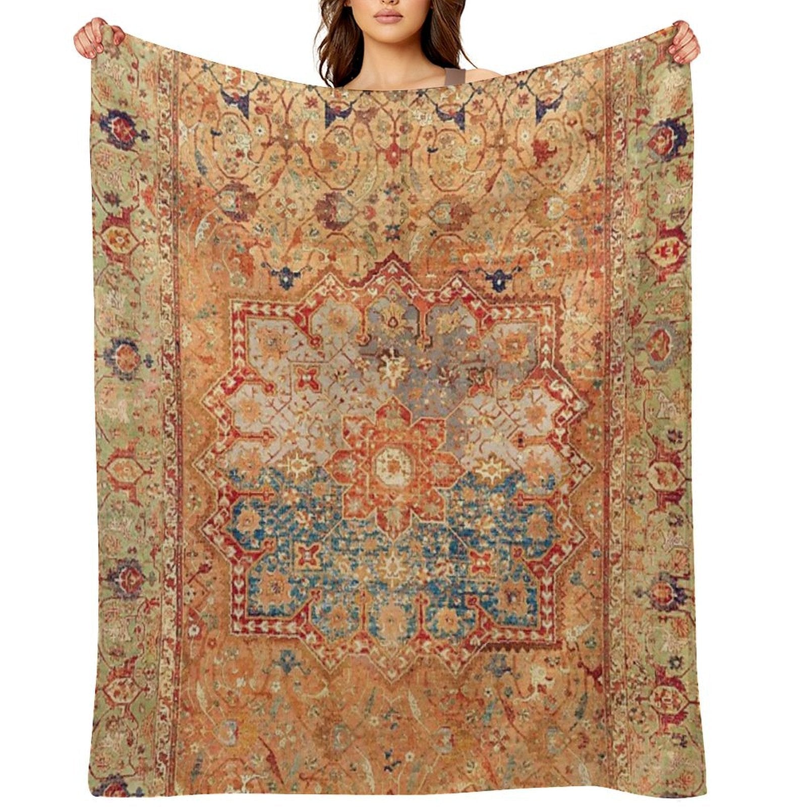 16th Century Persian Carpet Print Throw Blanket