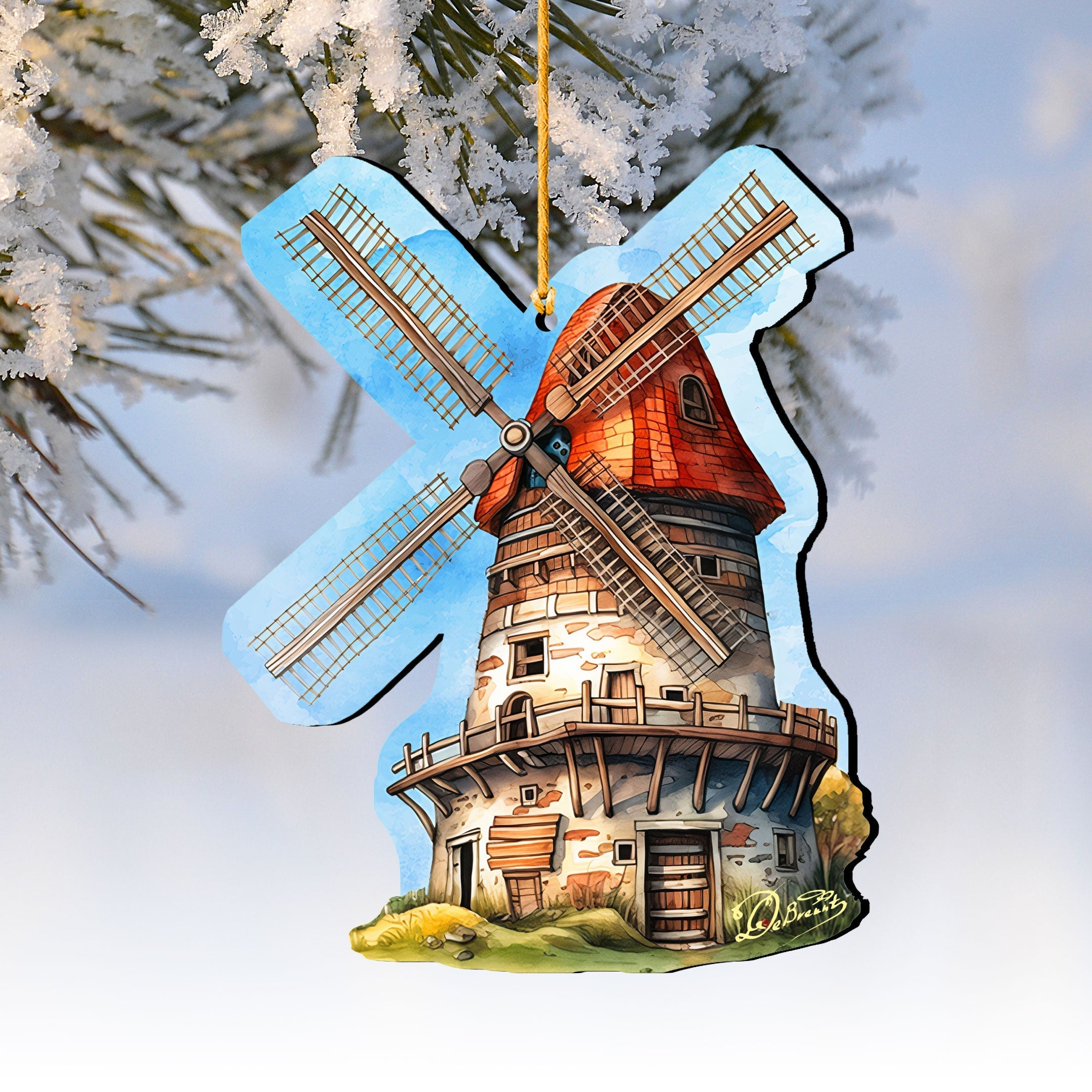 Windmill Decorative Wooden Ornaments by G. Debrekht - Love Family Decor - 8688313