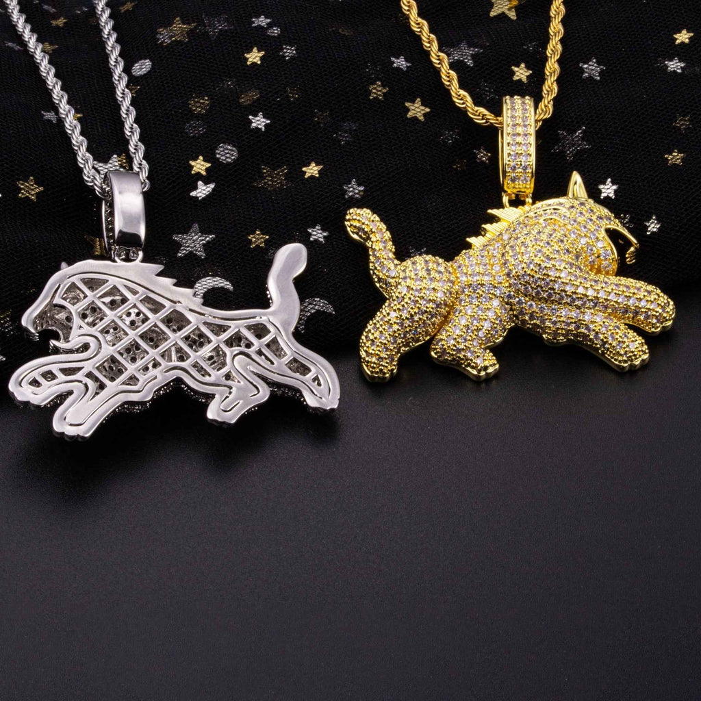 Hip Hop Leopard Pendant Necklace with Full Zircon for Men - Stylish Jewelry for Trendsetters
