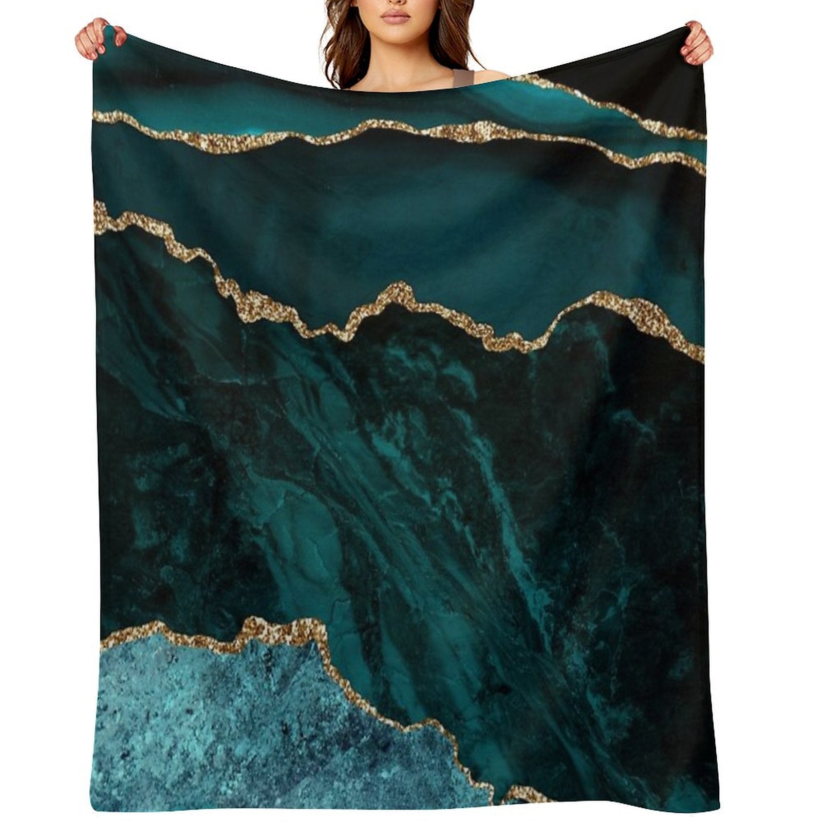 Teal &amp;amp; Gold Agate Texture 02 Throw Blanket