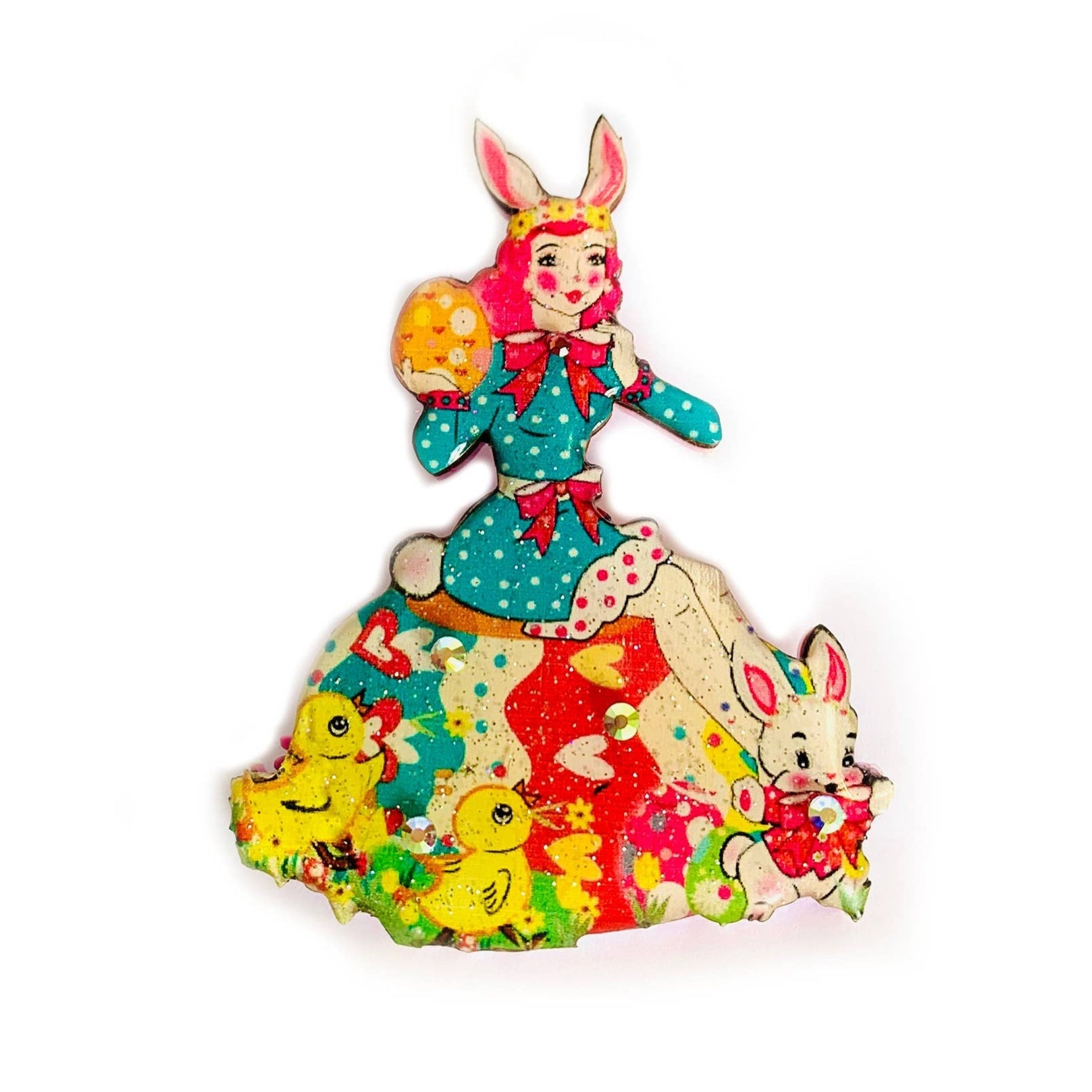 Easter Egg Girl &amp;amp; Friends Brooch