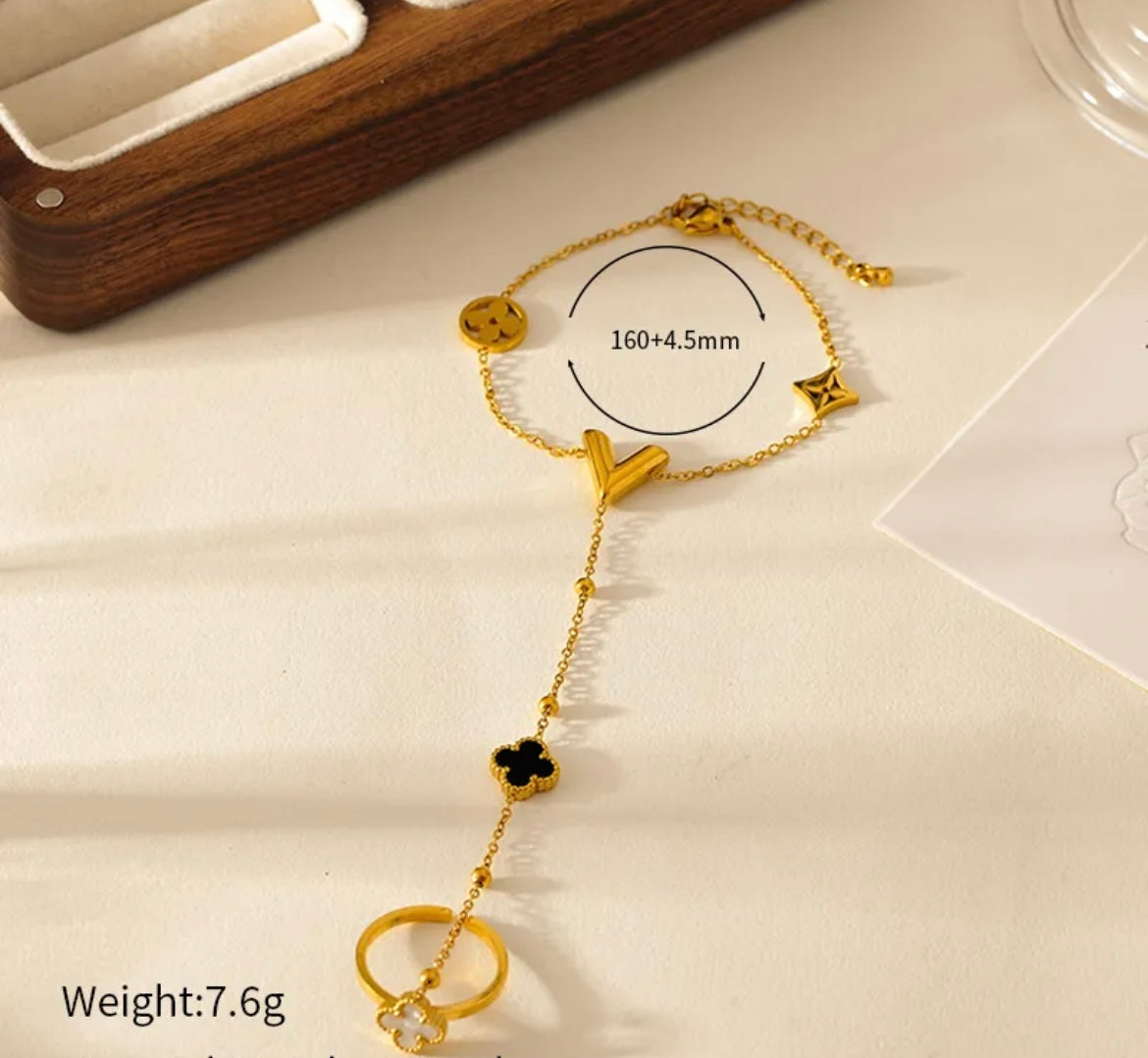 Clover Ring Chain Bracelet - Love. Luck. Hope &amp;amp; Faith