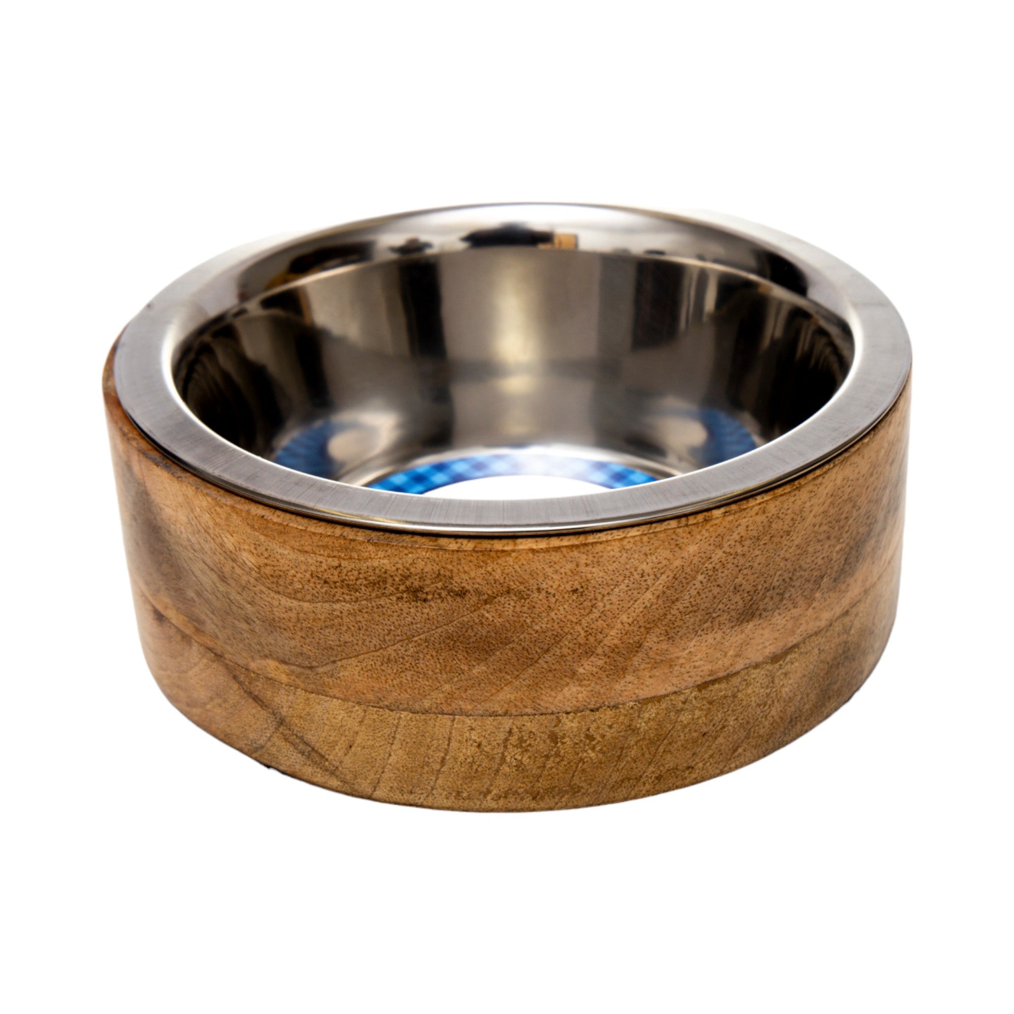 Country Living Stainless Steel Dog Bowl with Cylindrical Mango Wood Holder