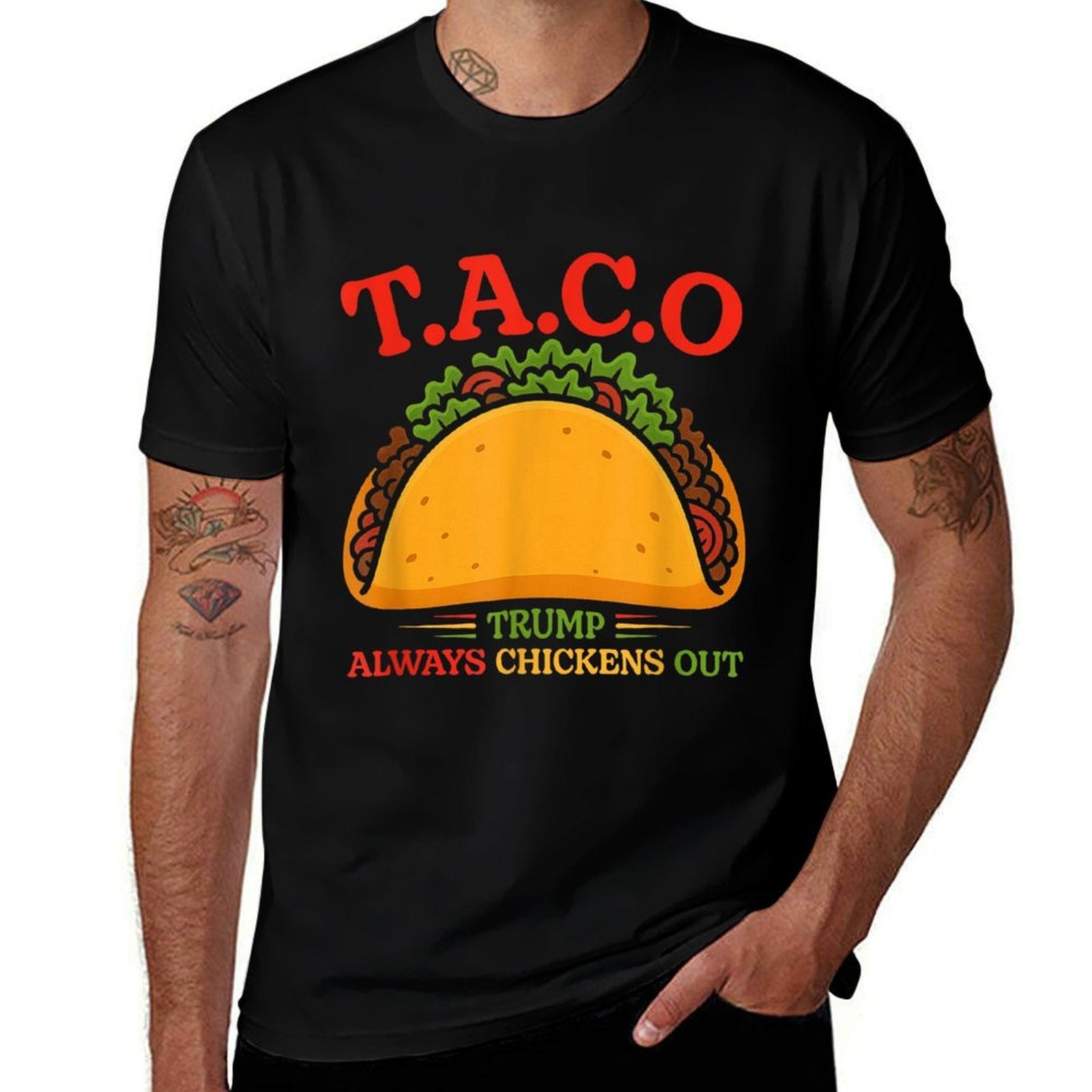 Taco Trump Always Chickens Out Funny  Classic T-Shirt