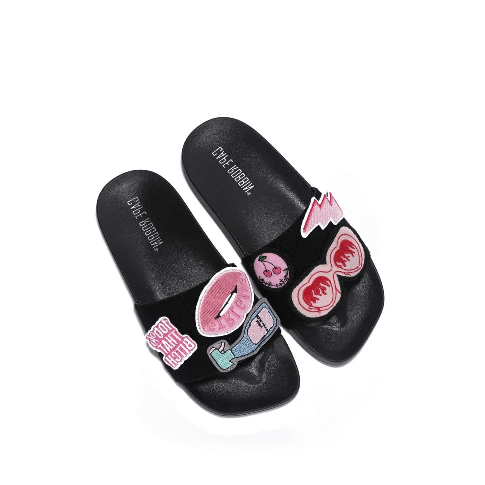 Slides with Removable Patches - Black