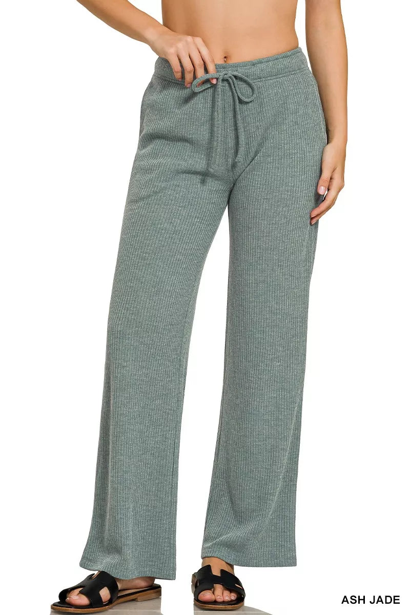 Zenana Ribbed Drawstring Lounge Pants
