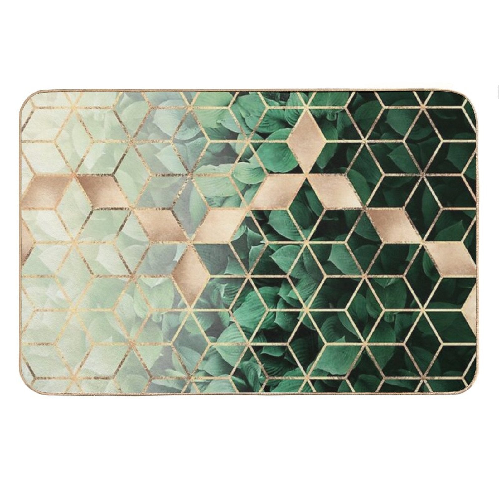 Leaves And Cubes Bath Mat