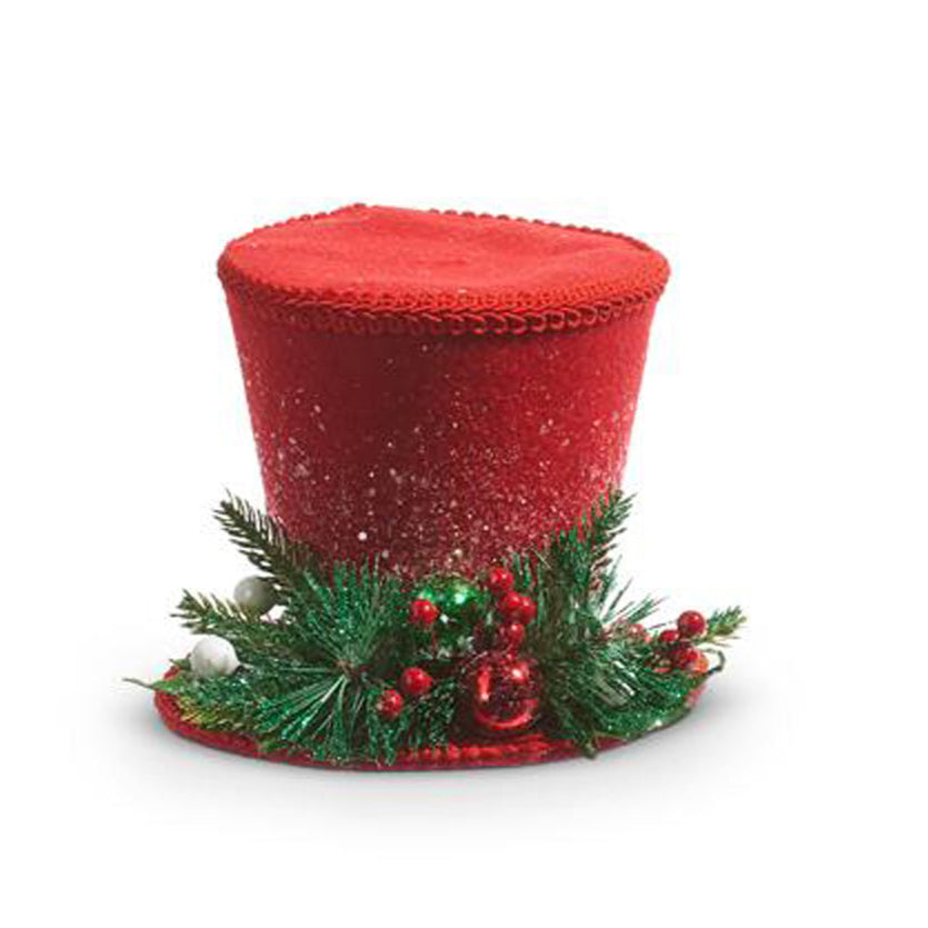 7&amp;quot; Red Top Hat Ornament by Raz Imports