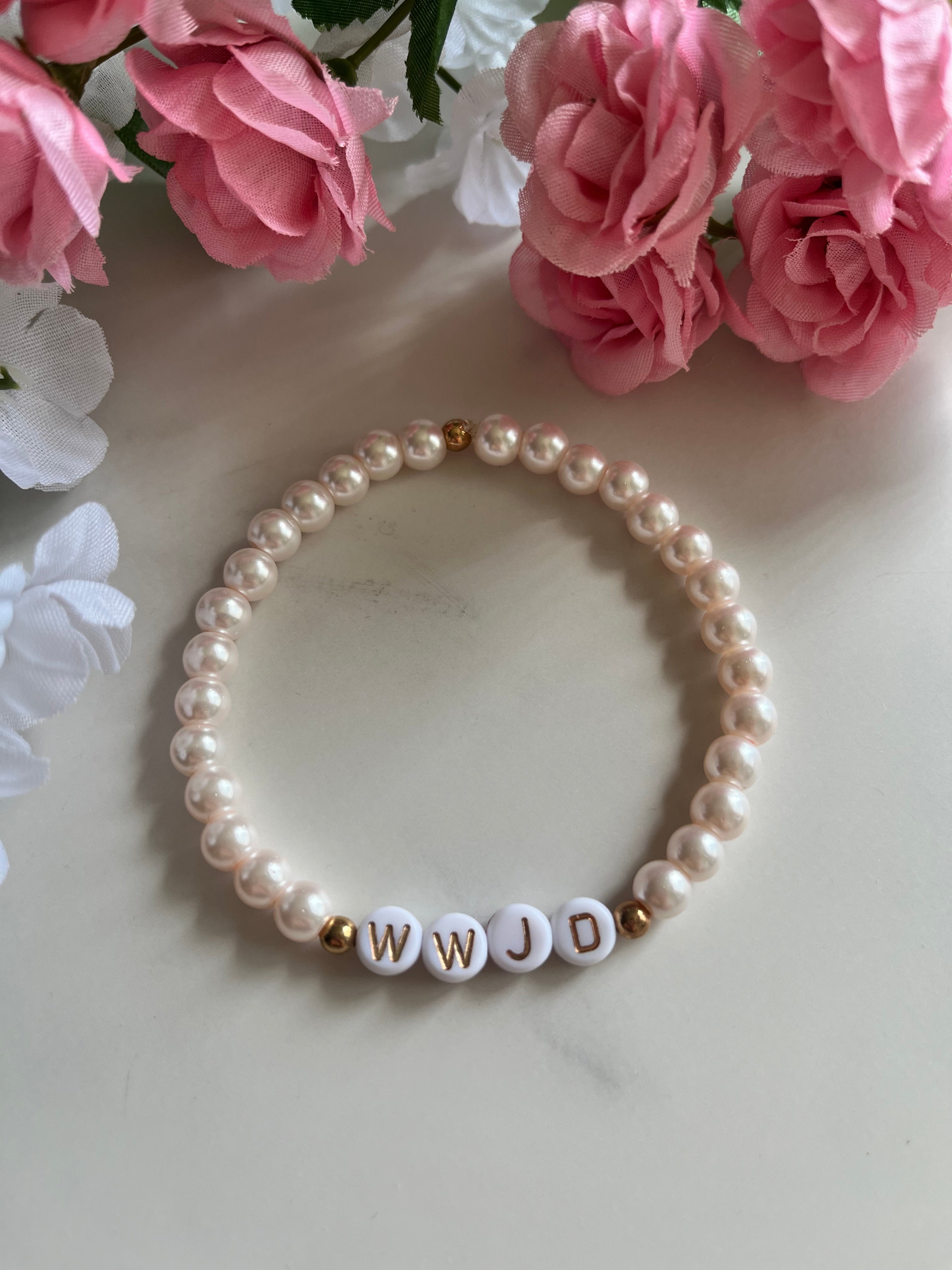 WWJD Bead Bracelet - Multi-Color Natural Stone Faith Jewelry