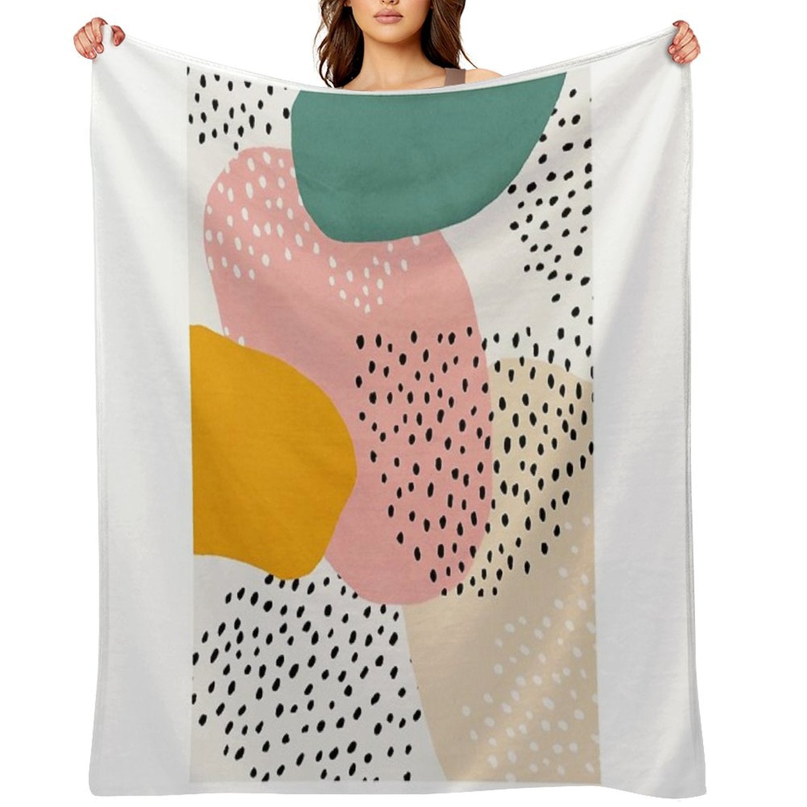 Abstract, Mid Century Modern Kids Wall Art, Nursery Room Throw Blanket