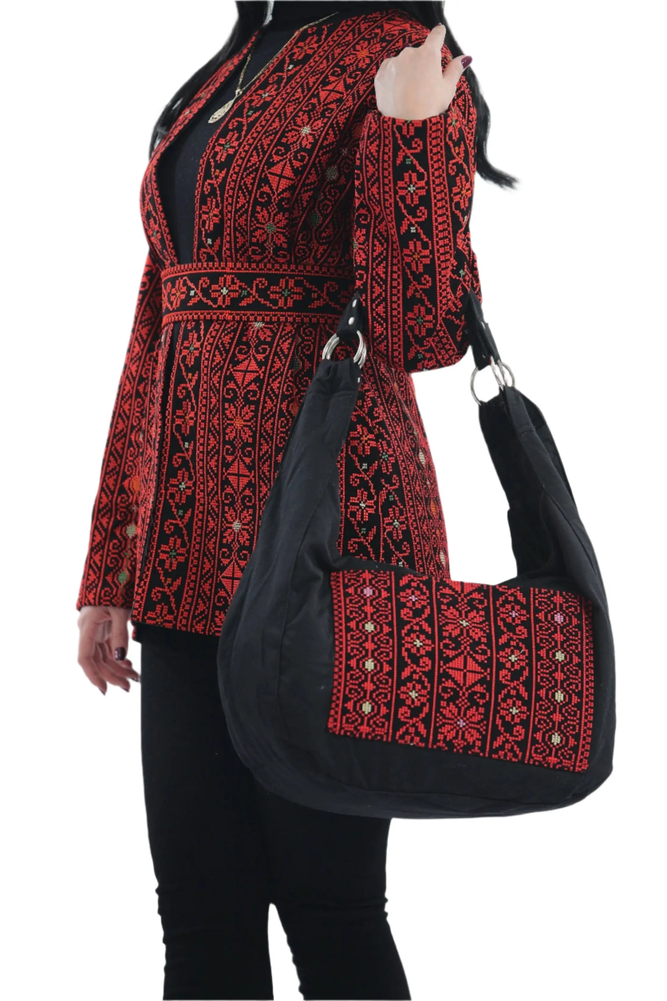 Tatreez Design Tote Bag: Spacious and Stylish Shoulder Bag Representing Palestine