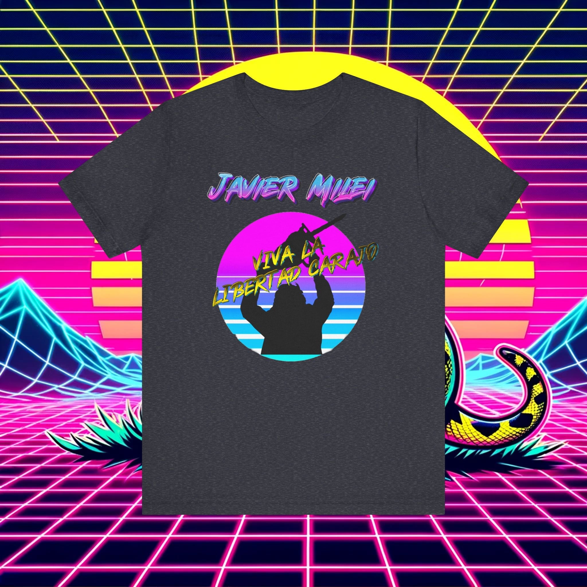 &amp;quot;Chainsaw of Freedom&amp;quot; Javier Milei Synthwave Tee