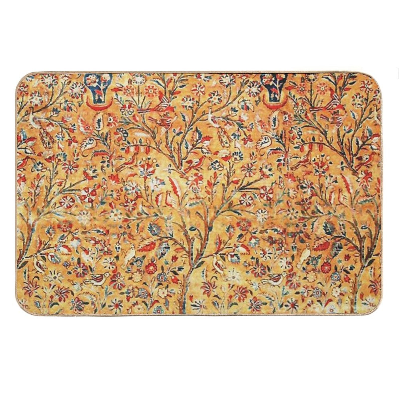 Antique Persian Tree of Life Kashan Rug Print Bath Mat