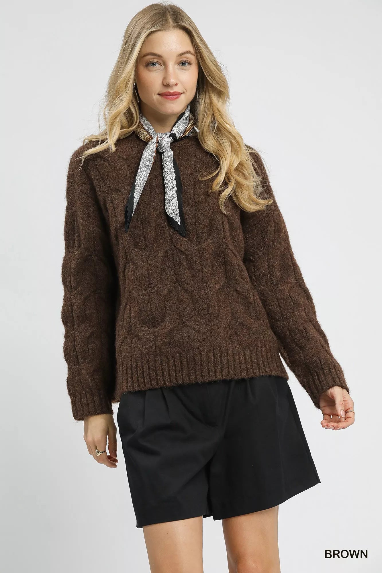Umgee Cable Knit Cozy Sweater