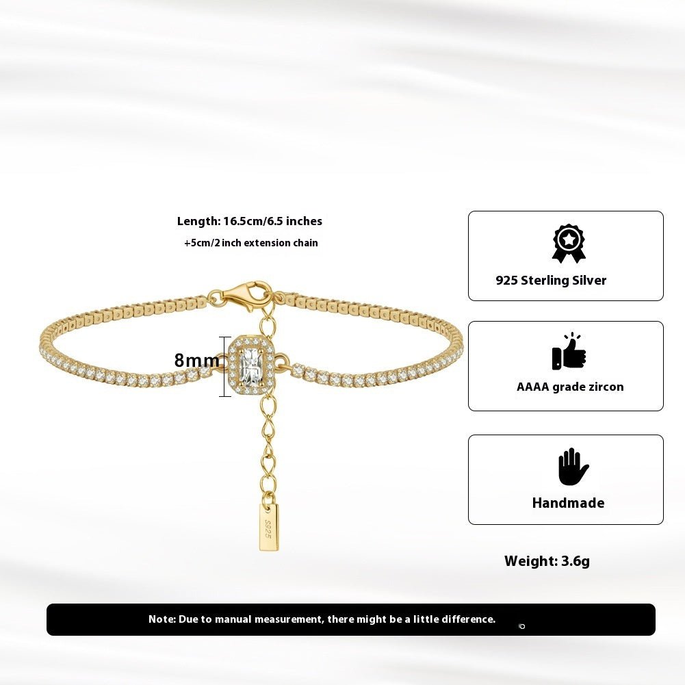 S925 Sterling Silver Tennis Bracelet - Affordable Luxury European and American Fashion