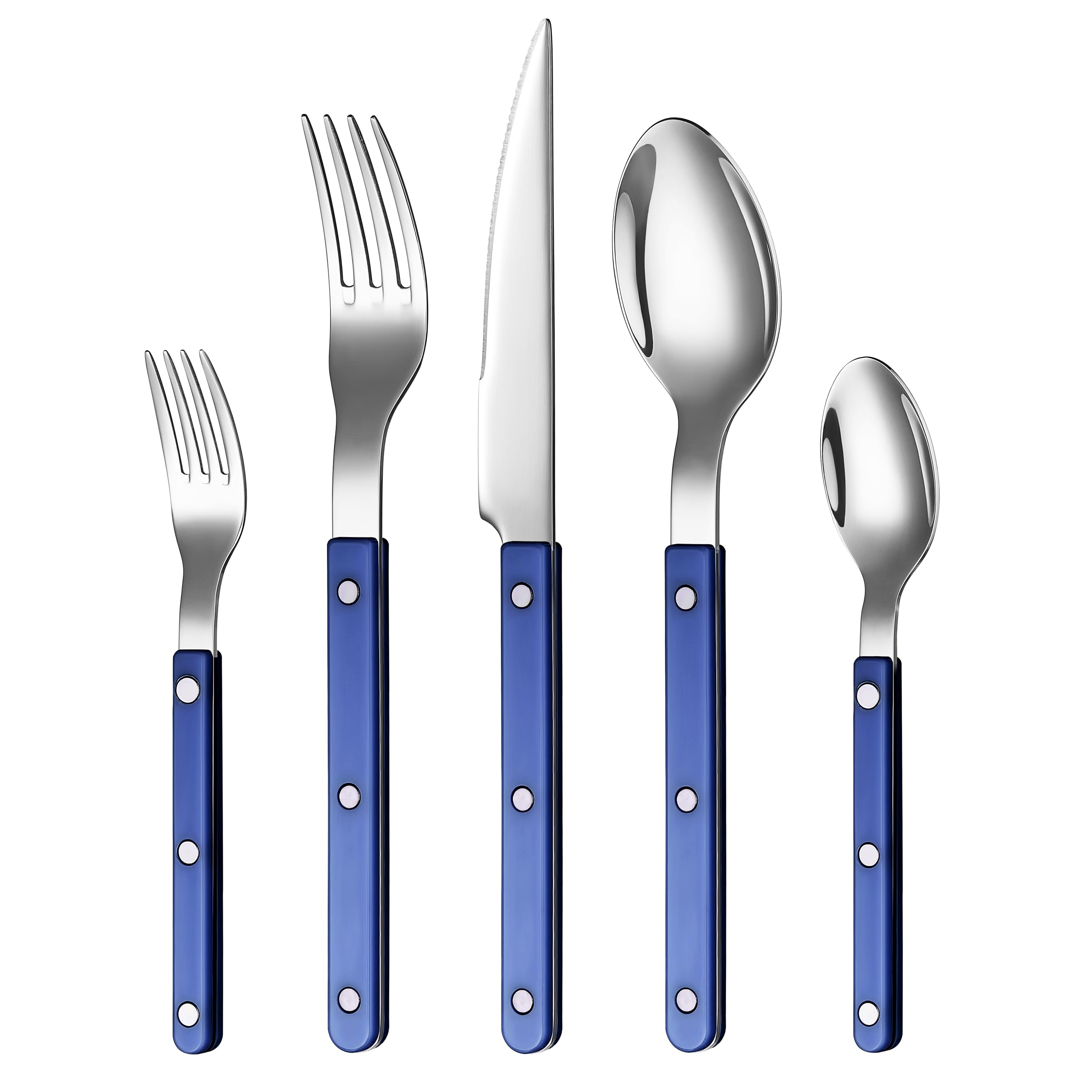 Khen Blue Cutlery Set of 20 –18/8 Stainless Steel Flatware