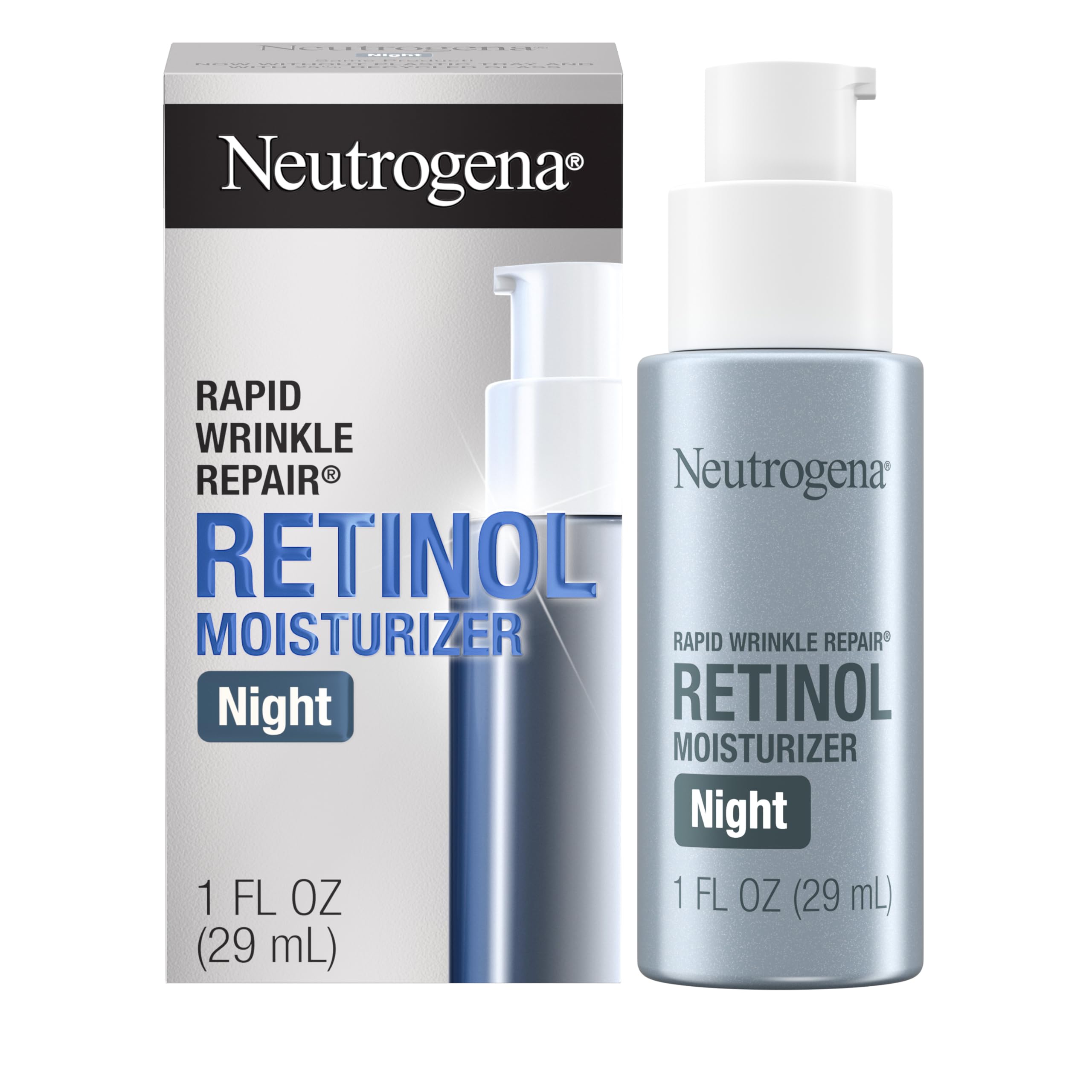 Neutrogena Rapid Wrinkle Repair Retinol Night Face Moisturizer, Daily Anti-Aging Face Cream with Retinol &amp;amp; Hyaluronic Acid to Fight Fine Lines &amp;amp; Wrinkles, 1 fl. oz