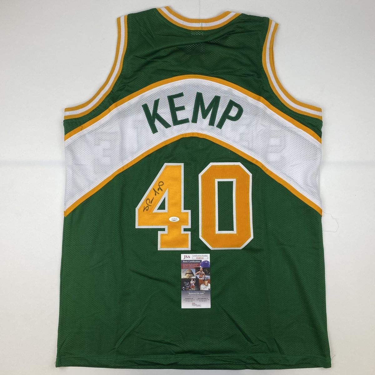 Autographed/Signed Shawn Kemp Seattle Green Basketball Jersey JSA COA