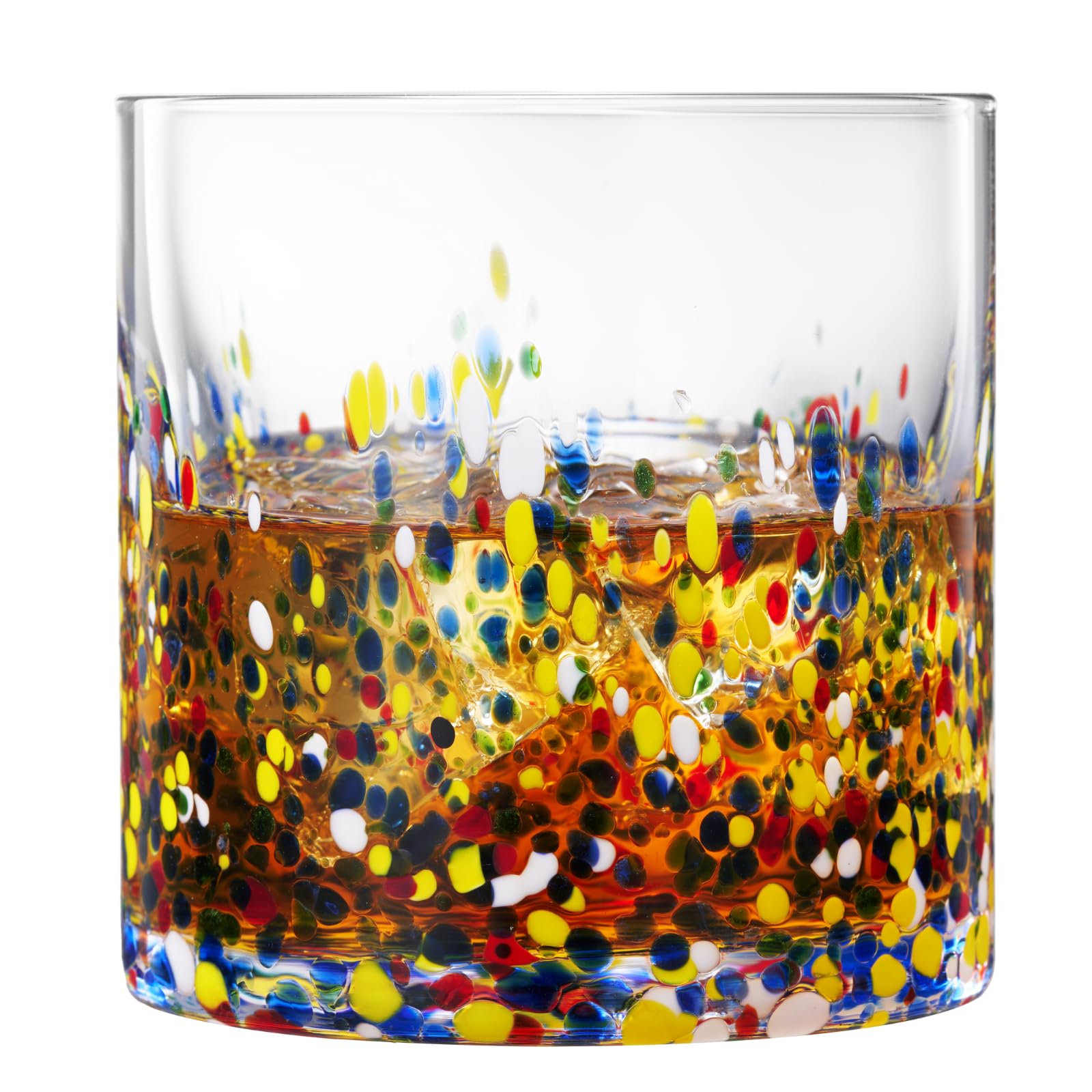 The Wine Savant Mexican Style Glass Hand Blown Colorful Artisan Design Glass Barware DOF Glassware - Confetti Rock