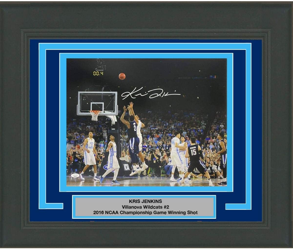 Framed Autographed/Signed Kris Jenkins Villanova Wildcats 2016 The Shot 16x20 Basketball Photo JSA COA
