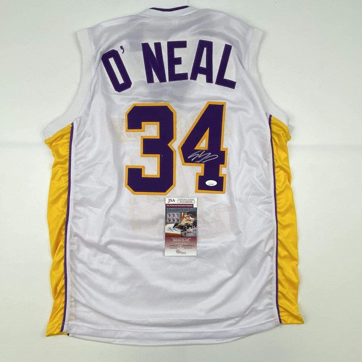 Autographed/Signed Shaquille Shaq O&amp;#39;Neal Los Angeles LA White Basketball Jersey JSA COA