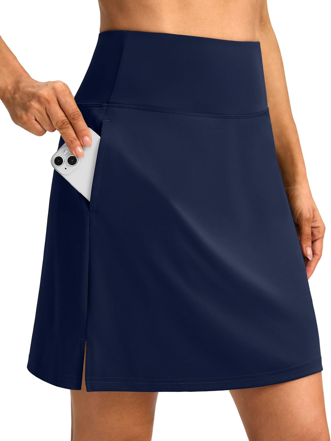 SANTINY 18&amp;quot; Skorts for Women 3 Pockets High Waist Long Athletic Tennis Skirt Golf Skort for Casual Summer Travel