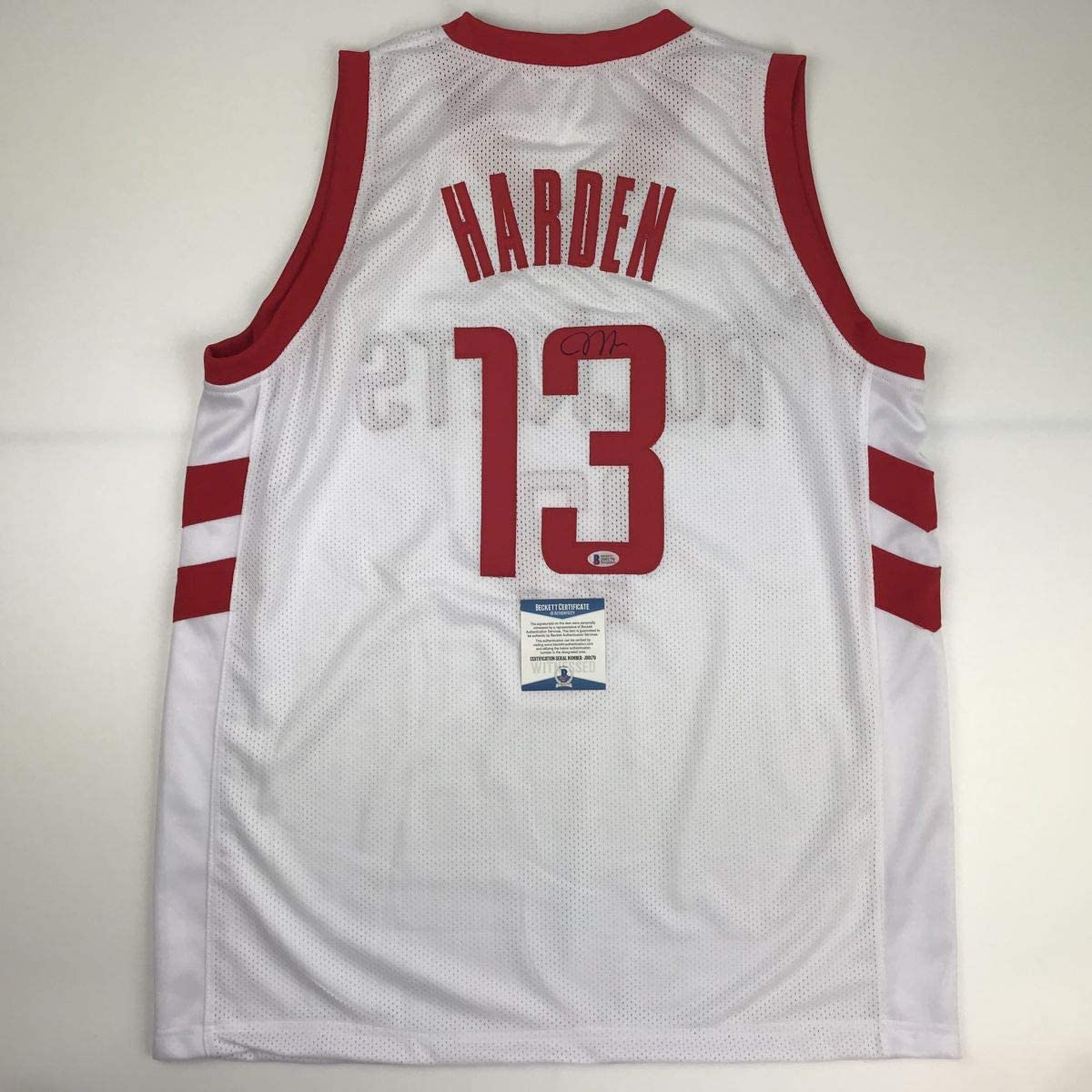 Autographed/Signed James Harden Houston White Basketball Jersey Beckett BAS COA