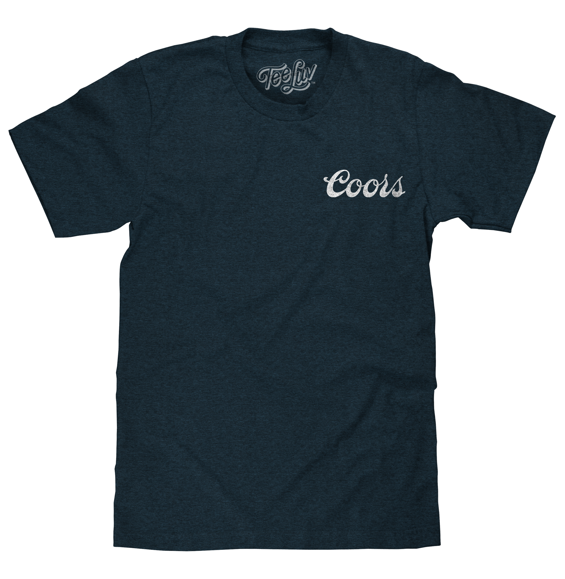 Coors Genuine Bock Beer Left Chest Front and Back Print T-Shirt - Denim Black Heather