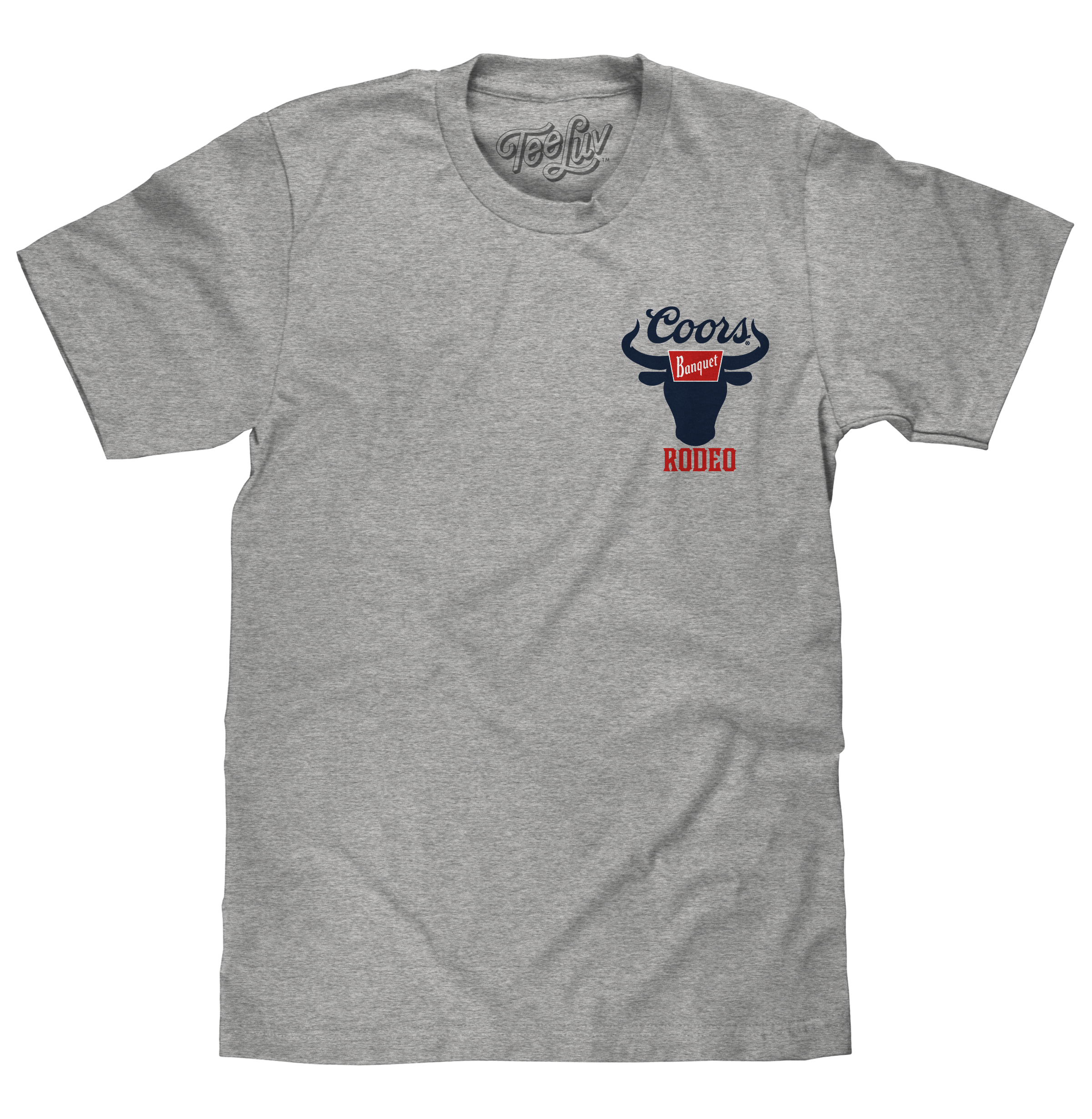 Coors Banquet Beer Rodeo Bull Front and Back Print T-Shirt - Athletic Gray Heather