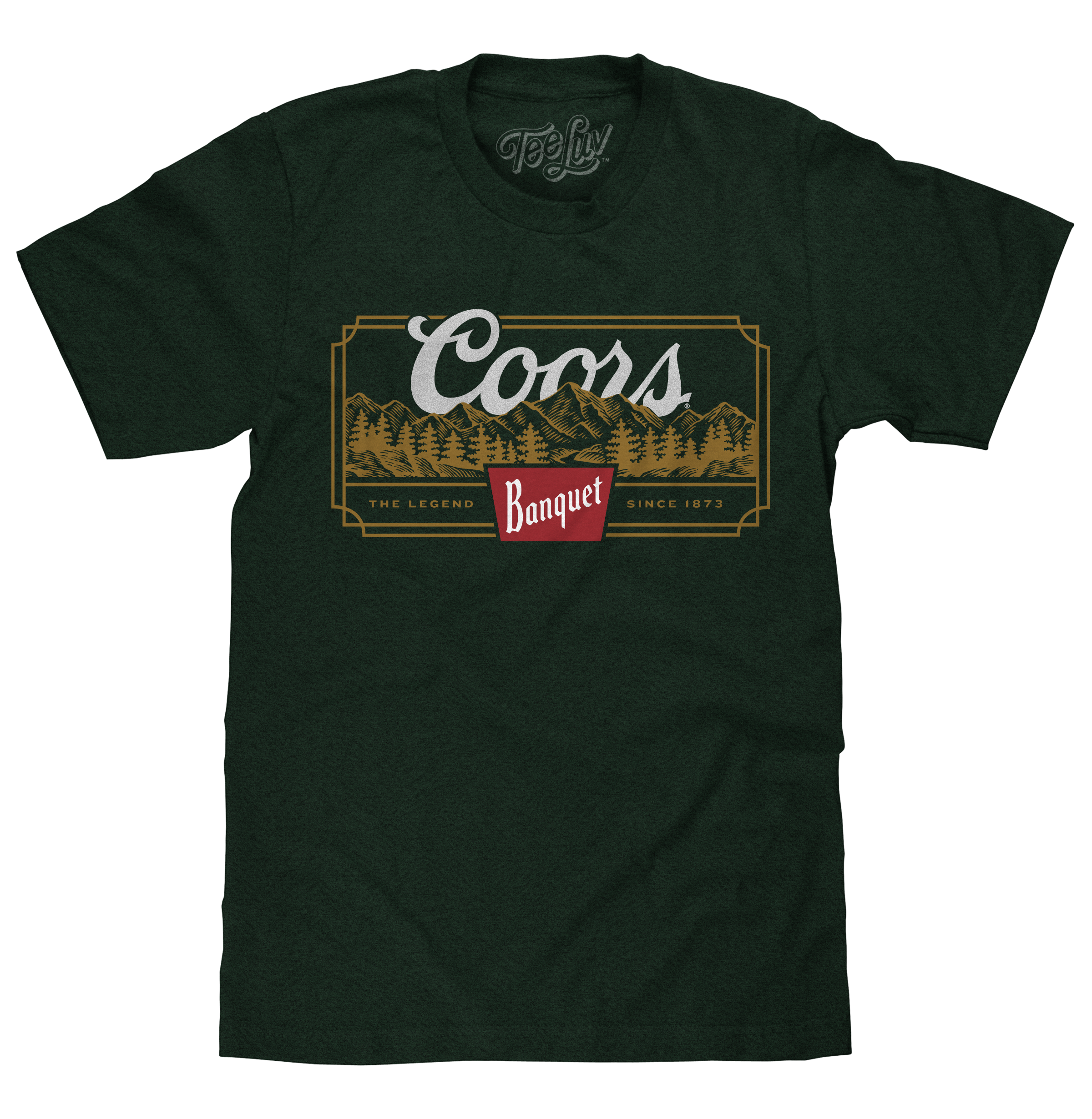 Coors Banquet Beer The Legend Since 1873 Rocky Mountains T-Shirt - Forest Green